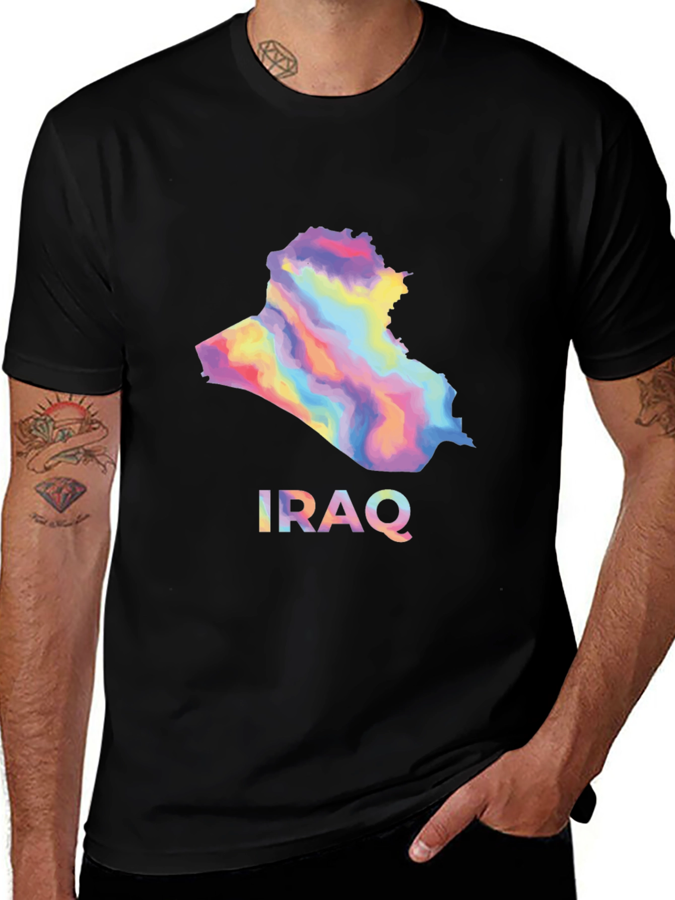Variant 6 of Iraq Map Graphic T-Shirt - Stylish Black Tee