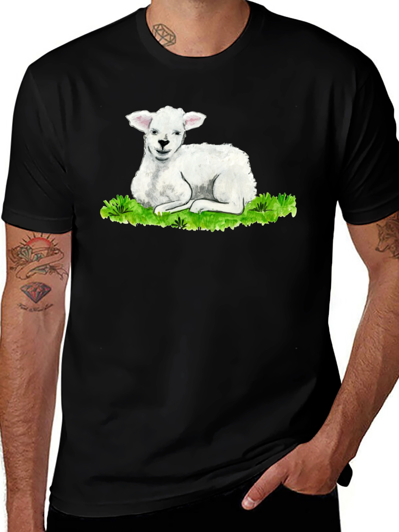Variant 27 of Cute Lamb on Grass Graphic T-Shirt