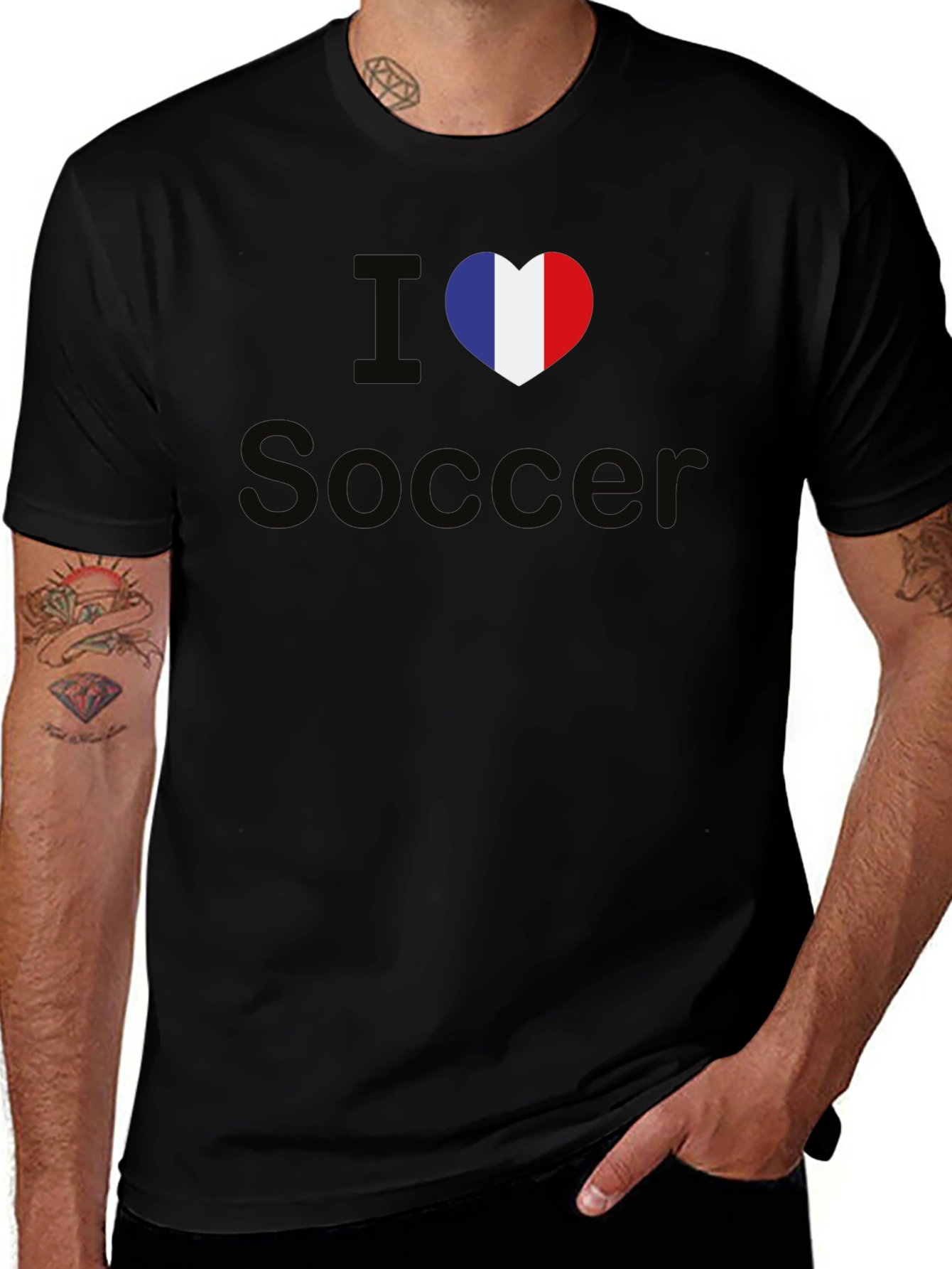 Variant 16 of I Love Soccer France Flag Heart T-Shirt