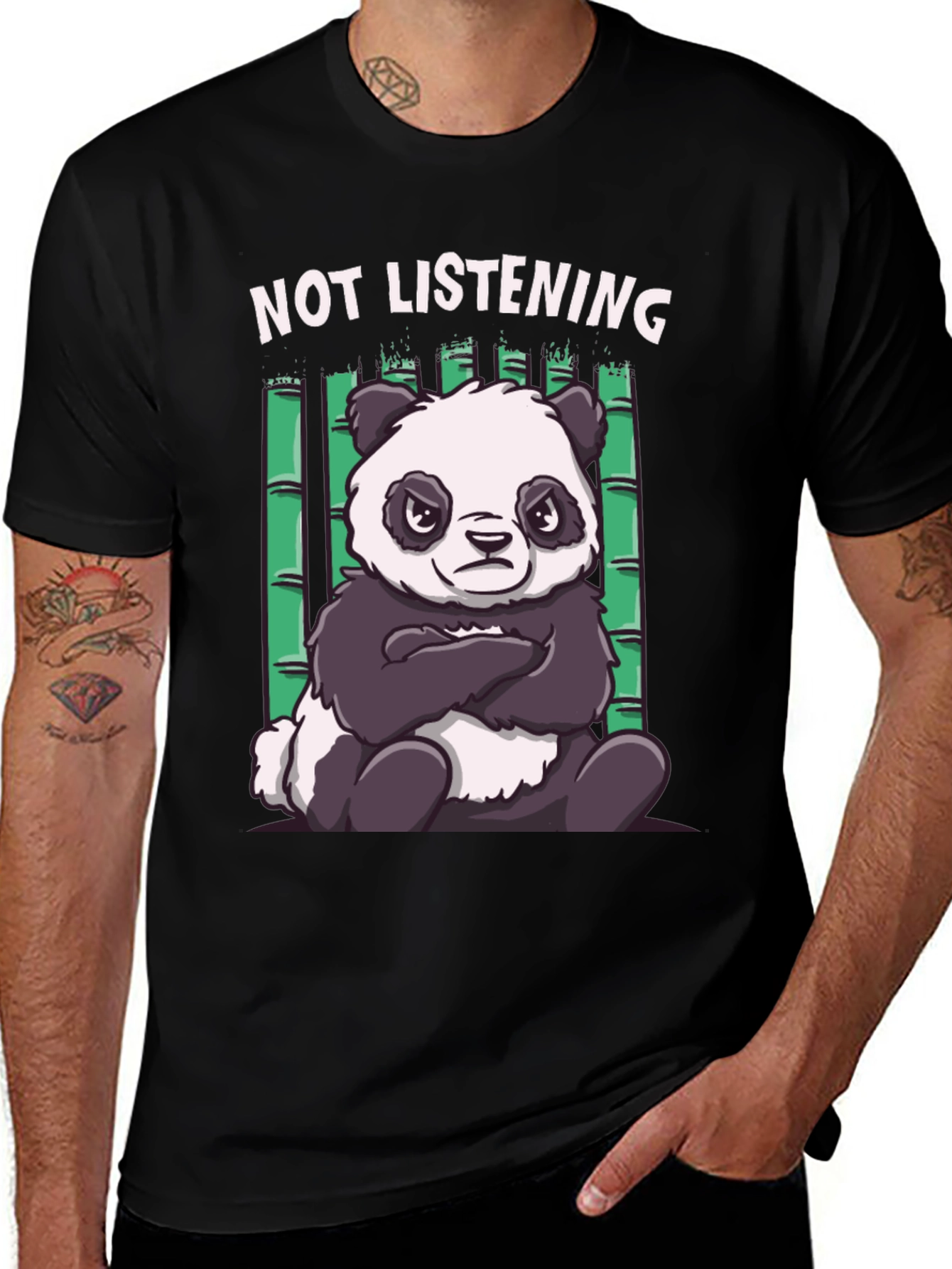 Variant 9 of Not Listening Panda Graphic T-Shirt