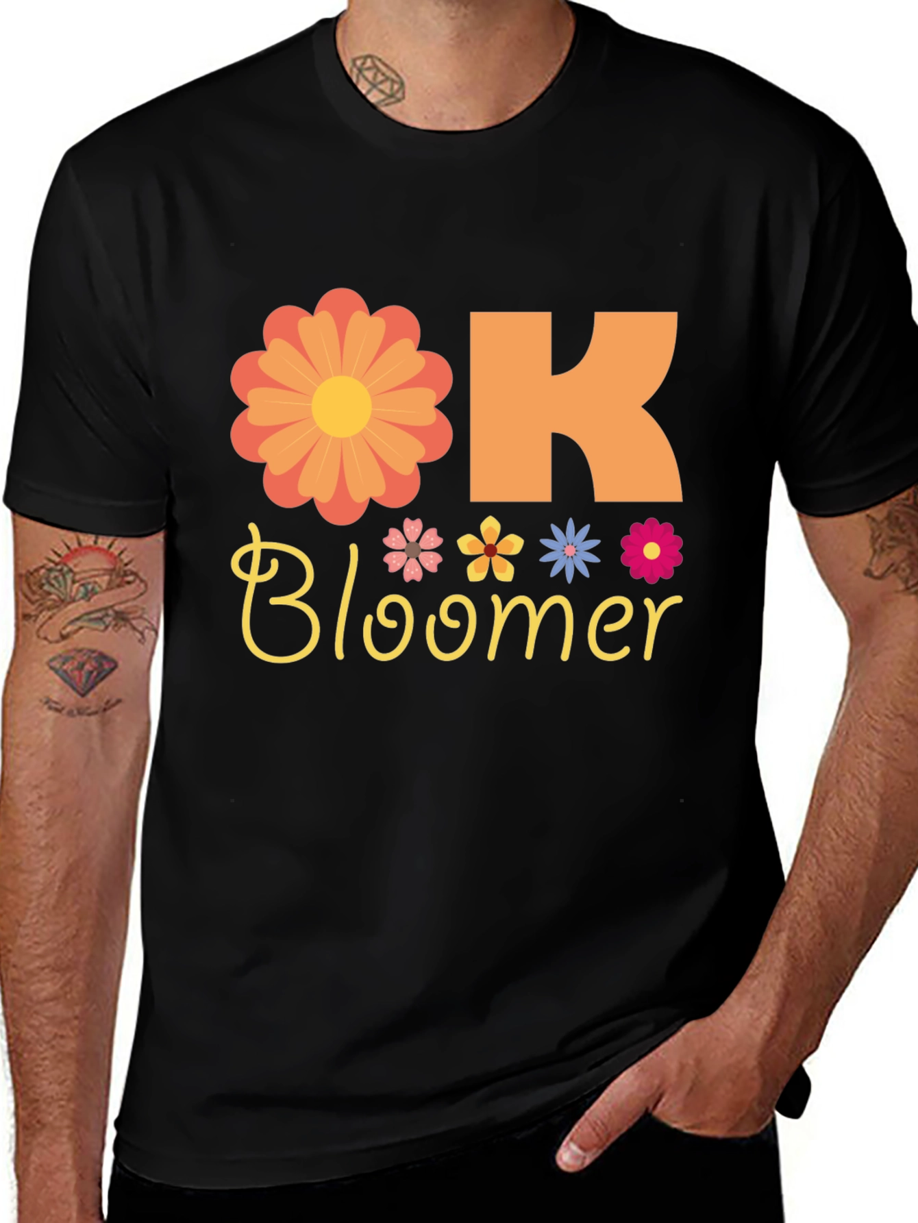 OK Bloomer Graphic T-Shirt, Floral Design