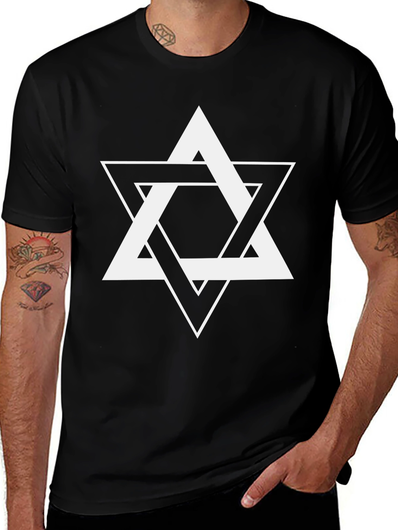 Variant 6 of Star of David Graphic Tee - Black Cotton Blend