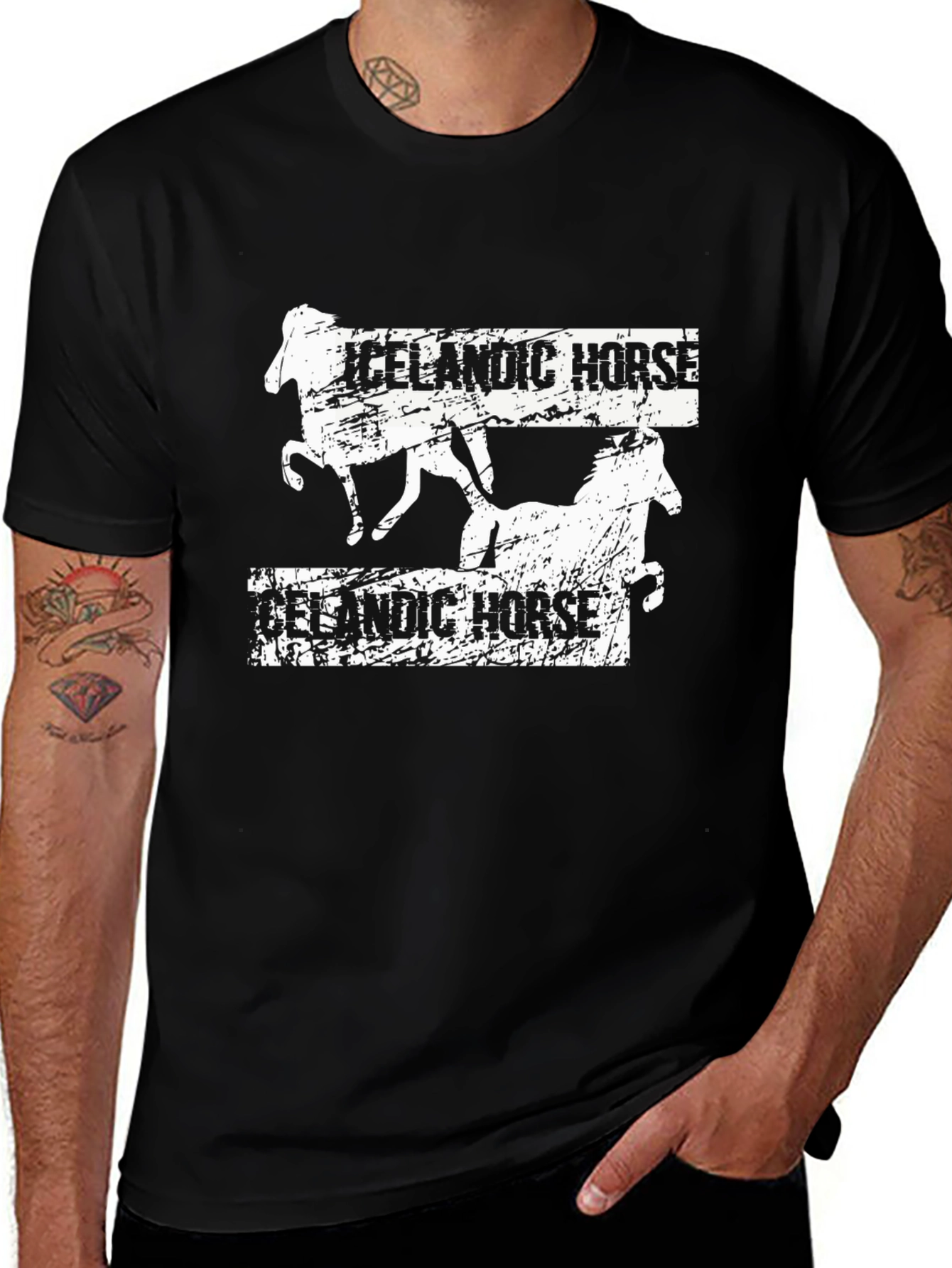 Icelandic Horse Black Graphic T-Shirt
