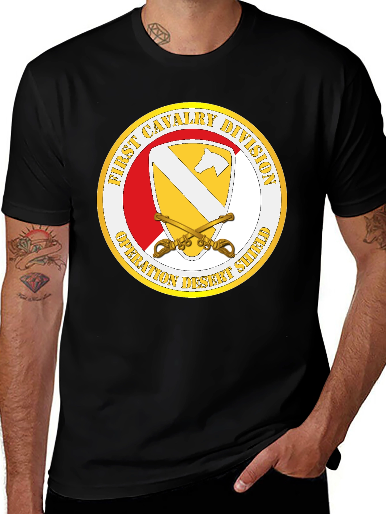 First Cavalry Division Desert Shield Black T-Shirt
