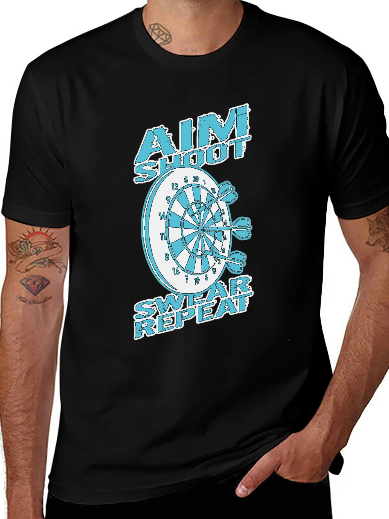 Variant 24 of Aim Shoot Swear Repeat Dart T-Shirt