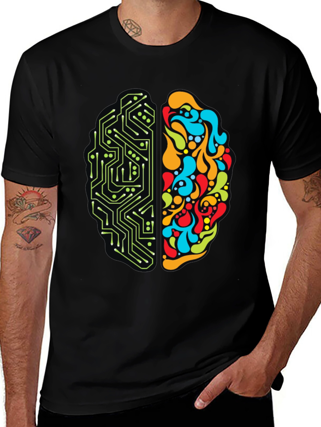 Variant 10 of Brain Circuitry T-Shirt - Left & Right Brain Design