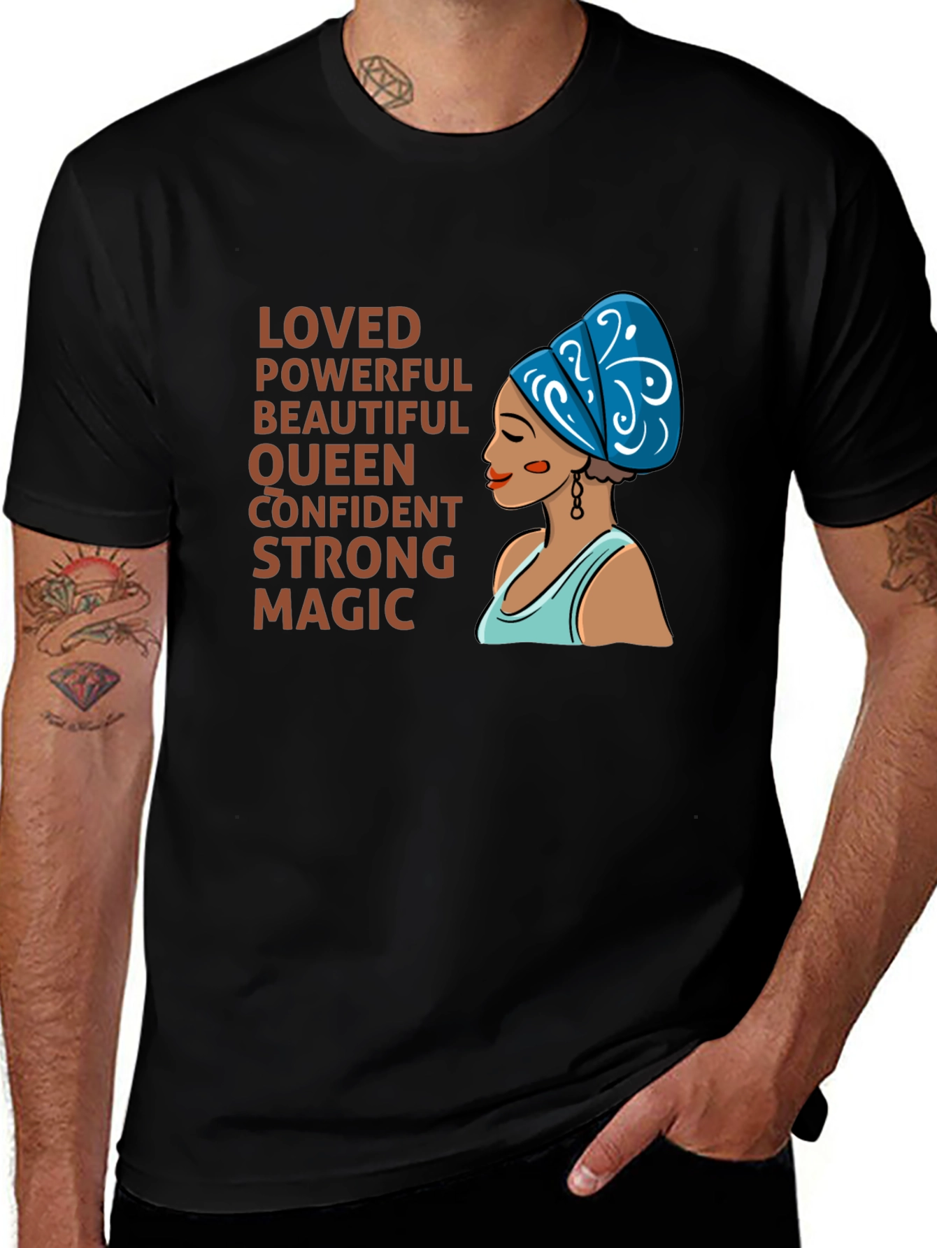 Variant 22 of Empowered Woman Graphic Tee - Loved Powerful Beautiful