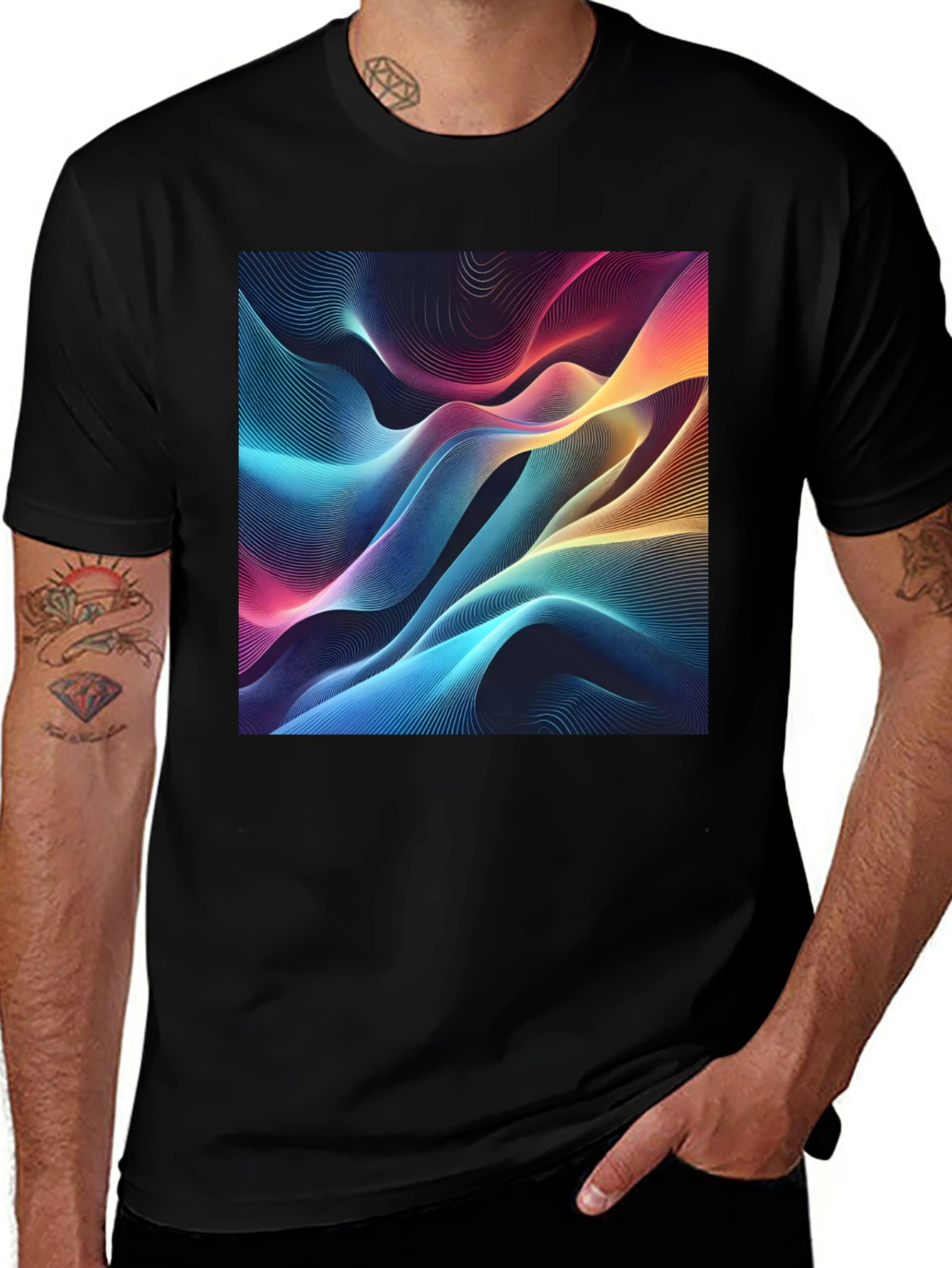 Variant 23 of Vibrant Abstract Wave Graphic T-Shirt - Modern Design