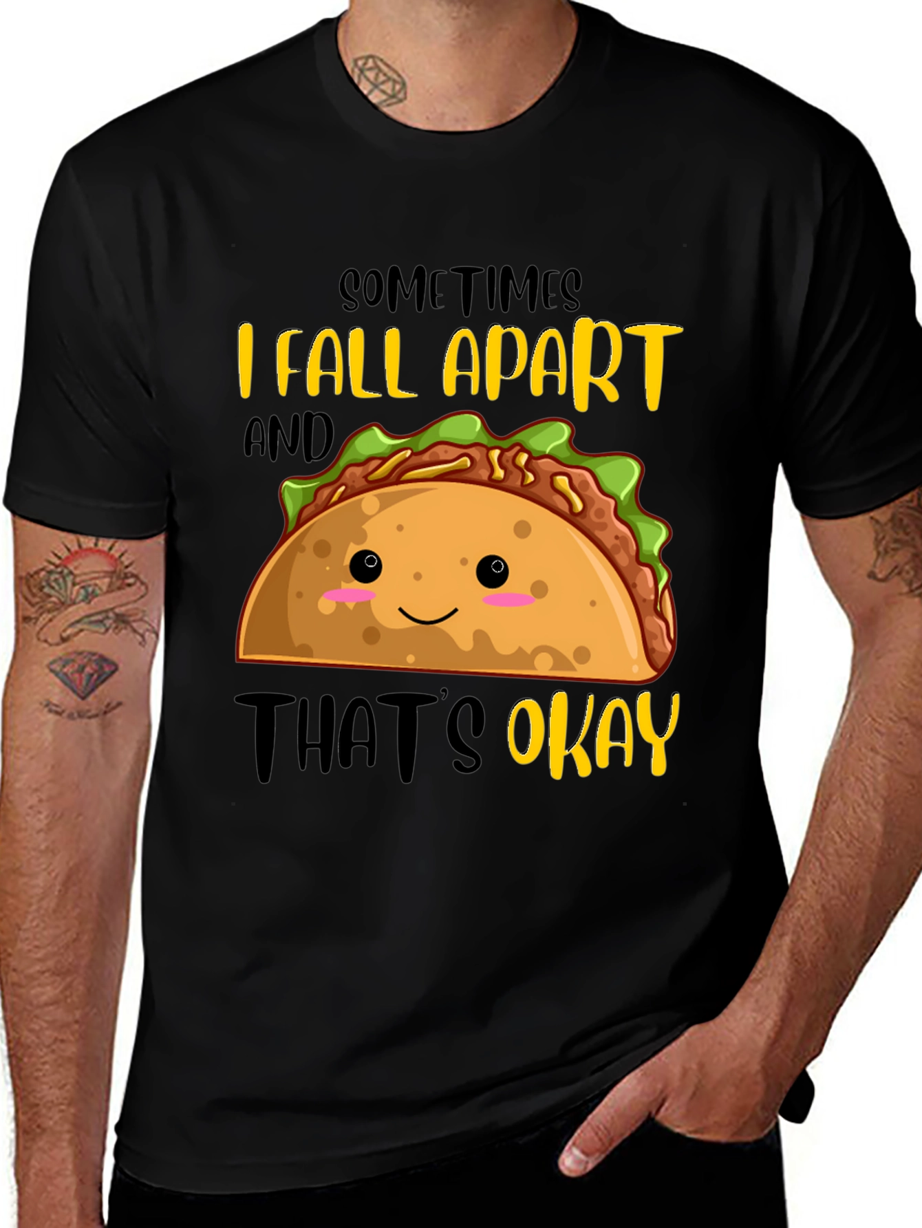 Variant 28 of Funny Taco Graphic T-Shirt - Sometimes I Fall Apart