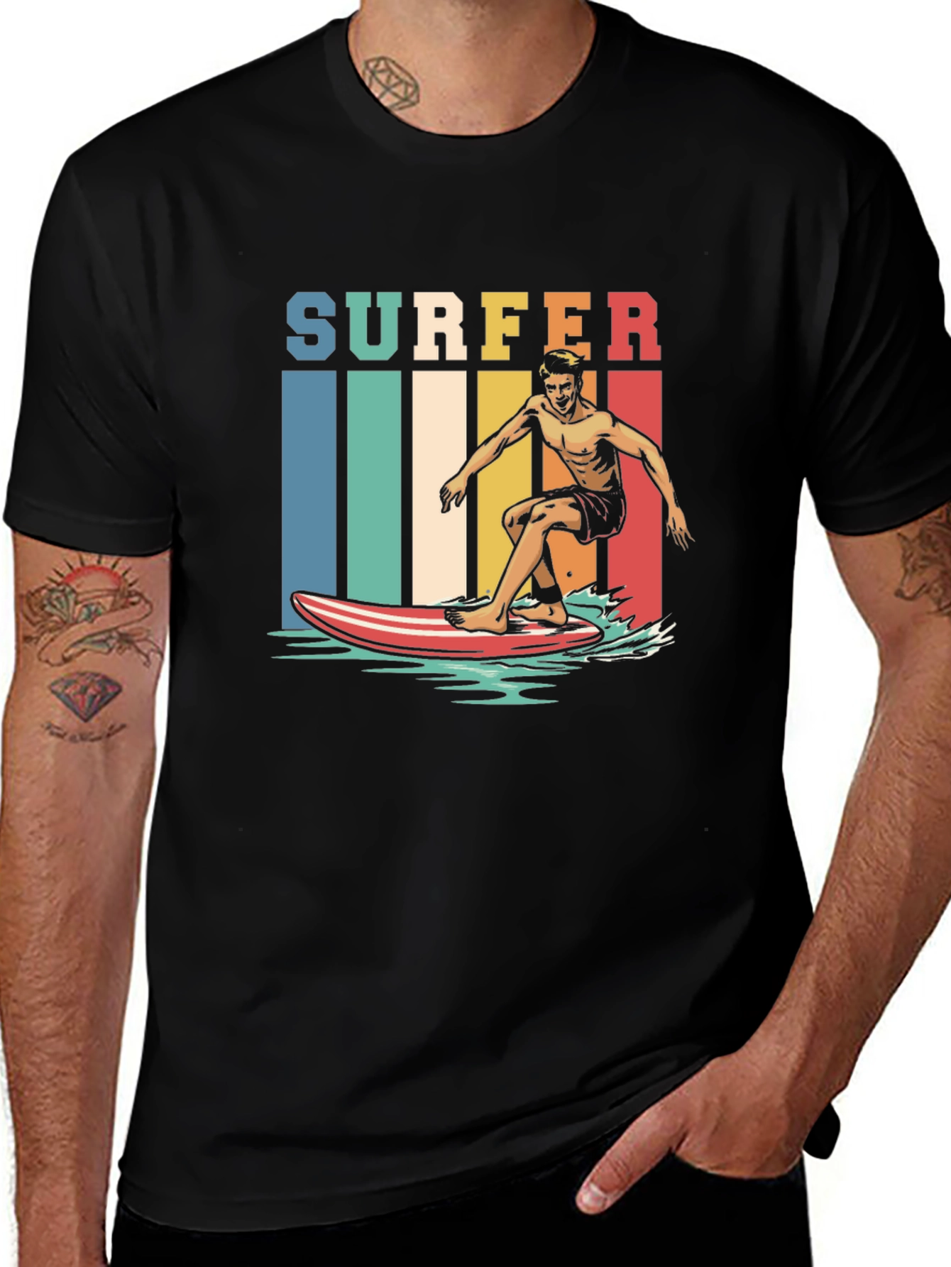 Variant 14 of Retro Surfer T-Shirt - Vintage Wave Rider Tee