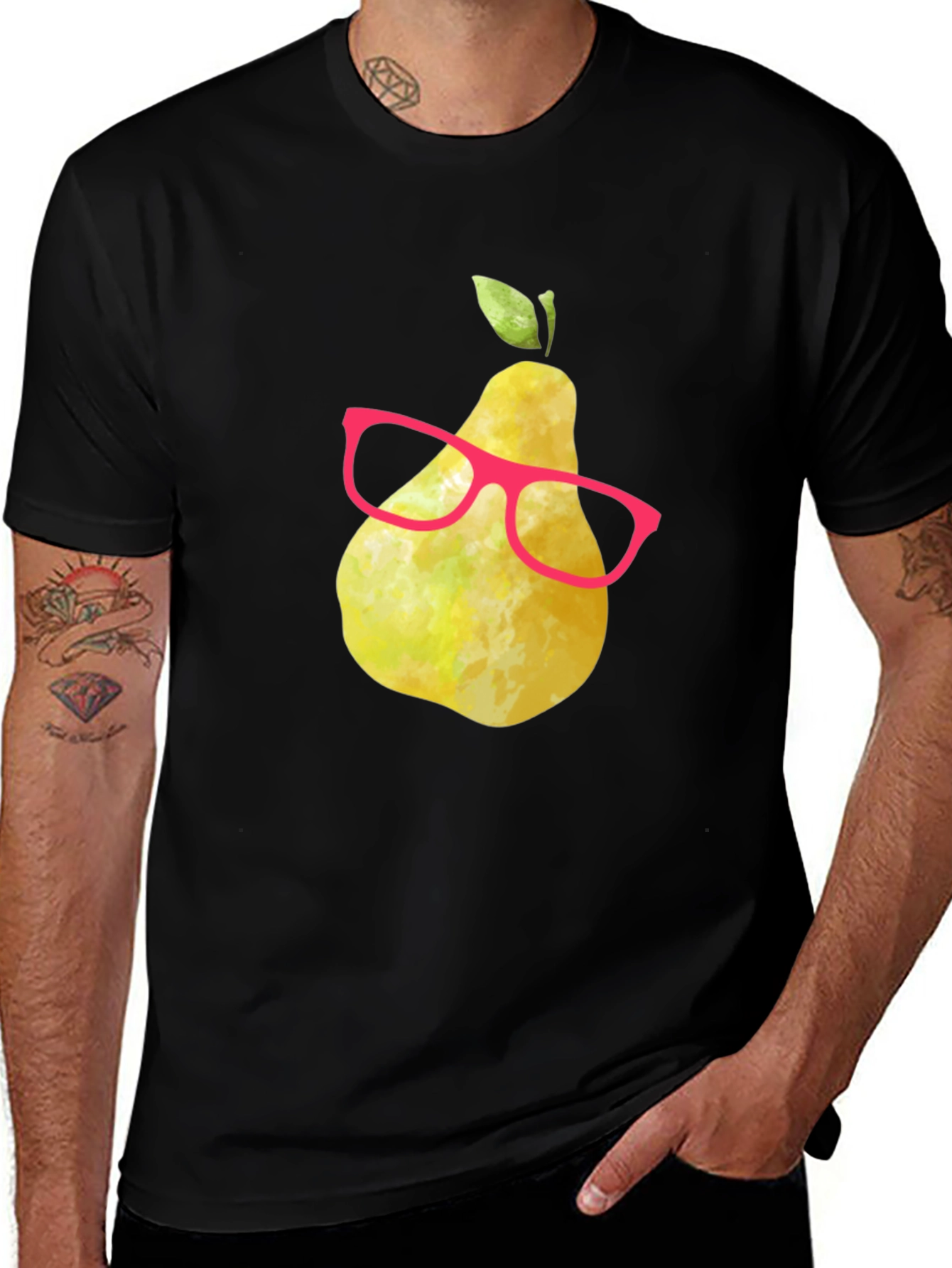 Funny Pear with Glasses Graphic Tee