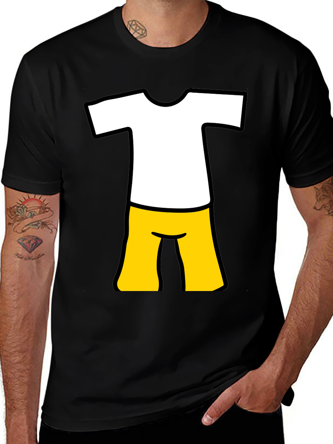 Variant 4 of Cartoon Outfit Graphic Tee - Fun Black T-Shirt