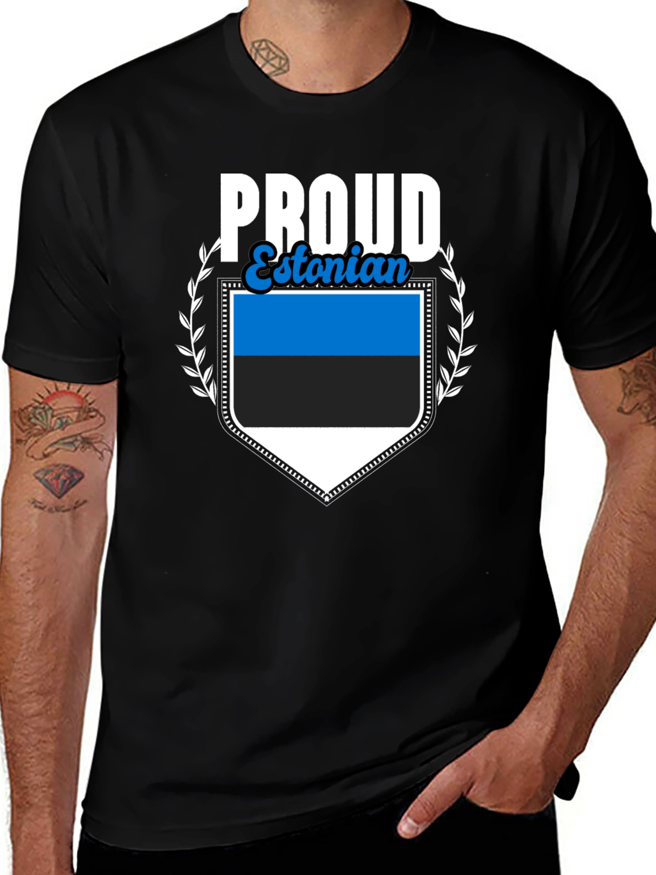 Variant 28 of Proud Estonian Flag Graphic T-Shirt