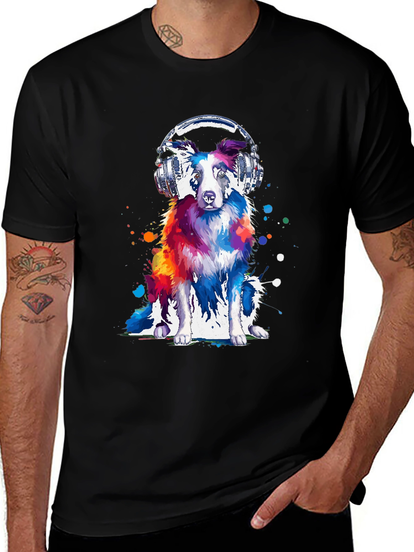 Variant 14 of Dog with Headphones Graphic Tee