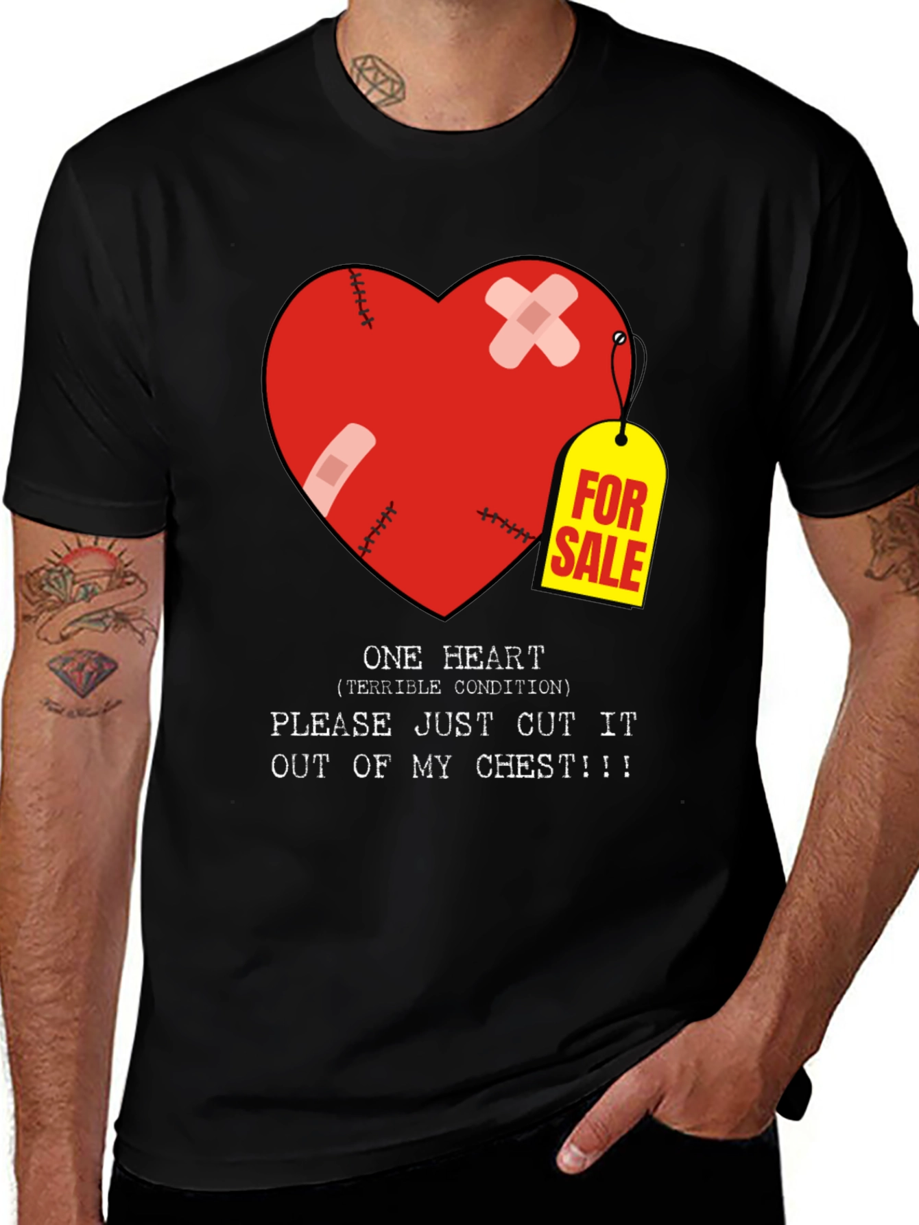 Variant 10 of Distressed Heart Graphic T-Shirt - One Heart For Sale