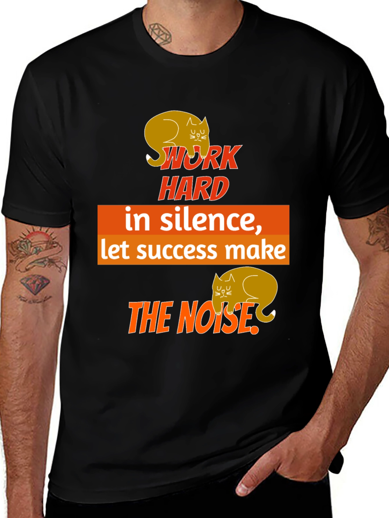 Variant 12 of Work Hard In Silence Cat Graphic T-Shirt