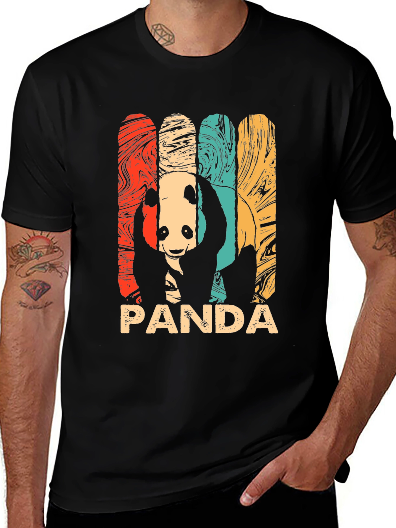 Variant 25 of Retro Panda Graphic Tee - Men's Black T-Shirt