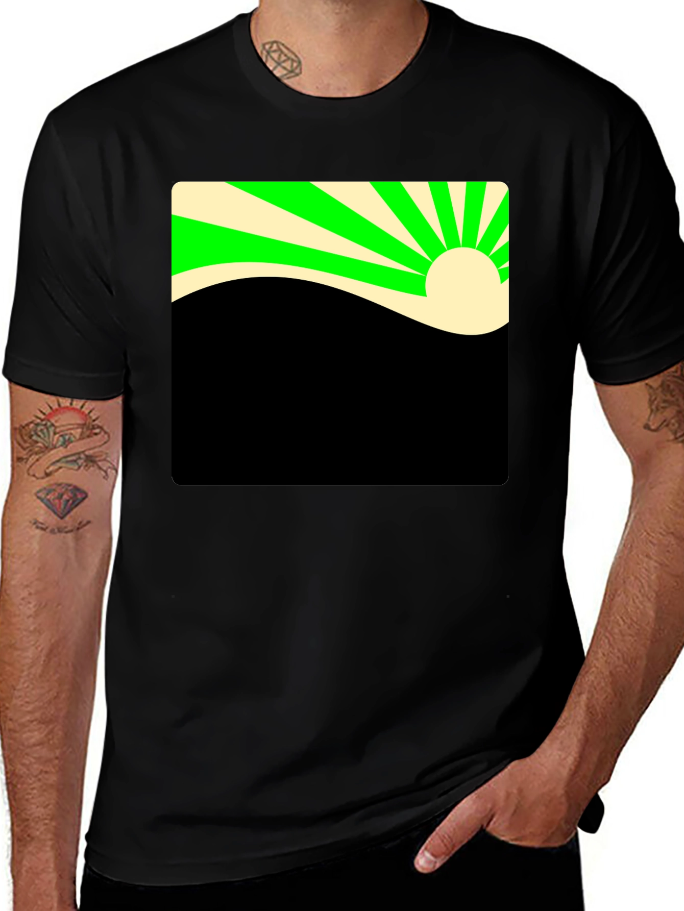 Variant 5 of Retro Sunrise Graphic Tee - Black