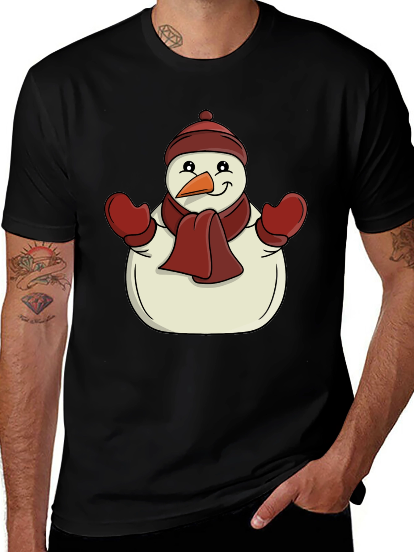 Variant 18 of Festive Snowman Graphic Tee - Holiday Cheer