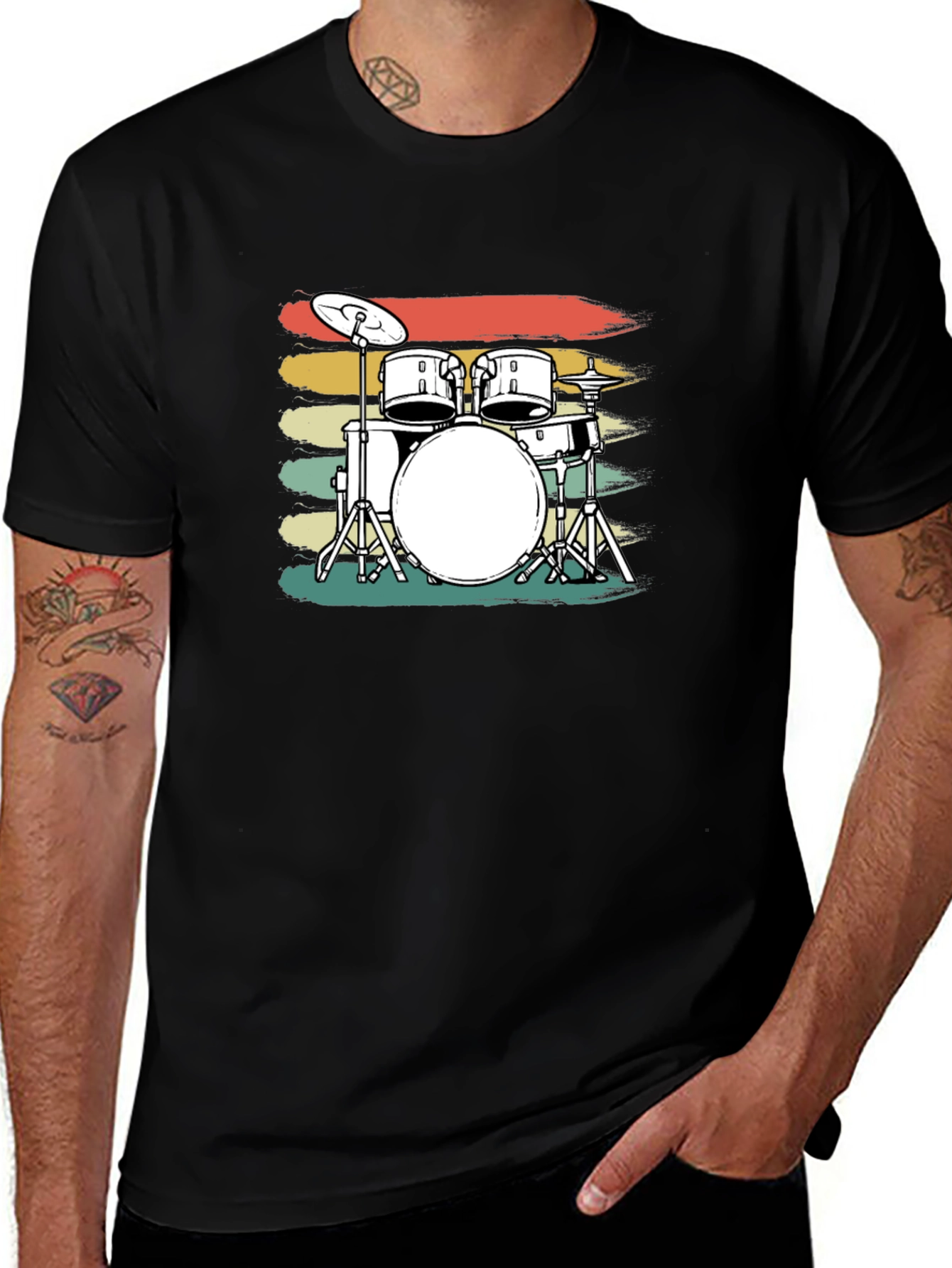 Variant 11 of Vintage Drums Graphic T-Shirt - Retro Style