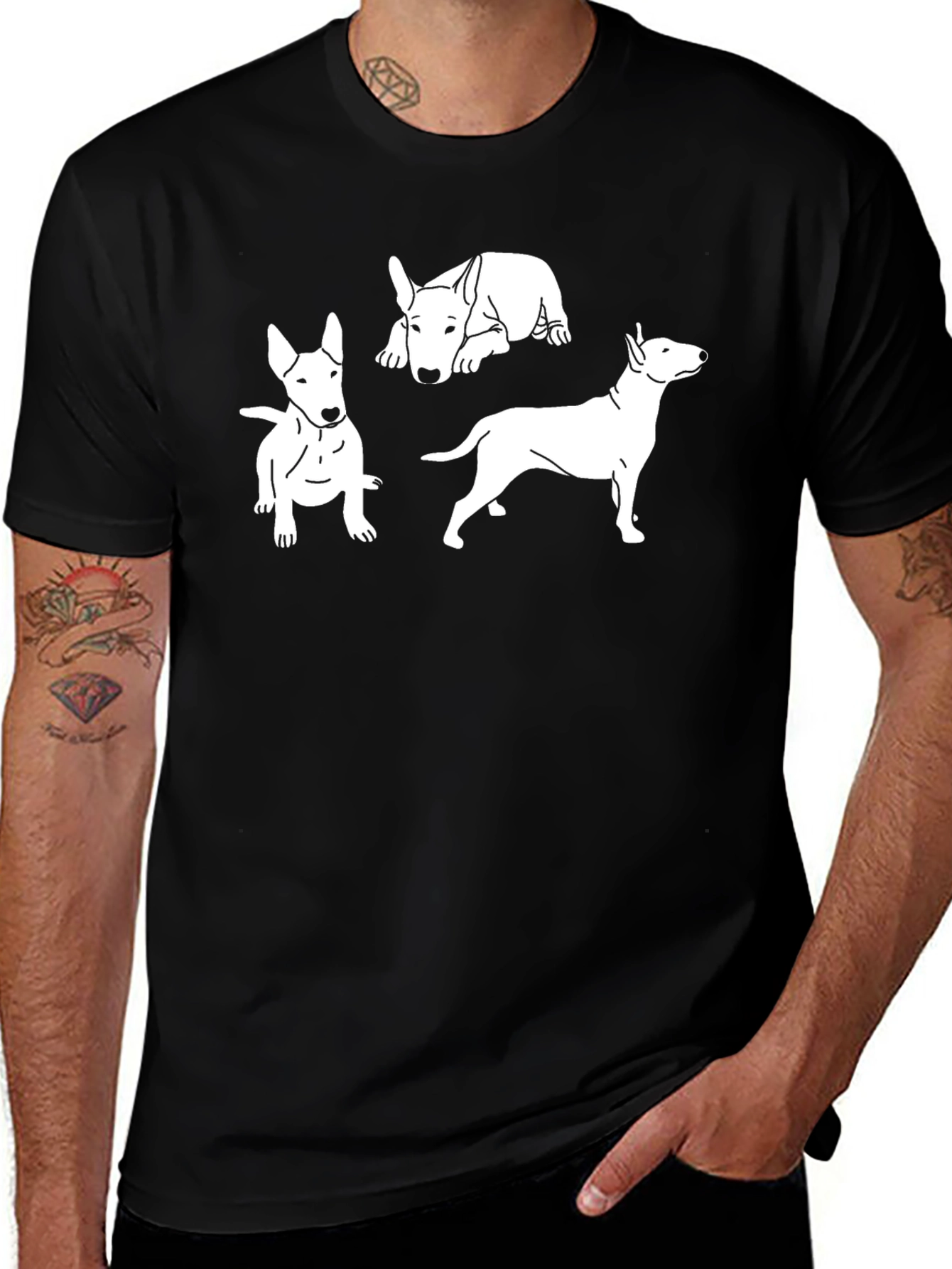 Variant 26 of Dog Breed Print Black T-Shirt