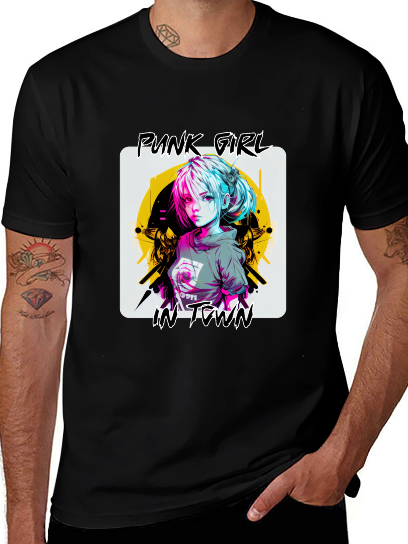 Variant 19 of Punk Girl Graphic Tee - Stylish Black T-Shirt