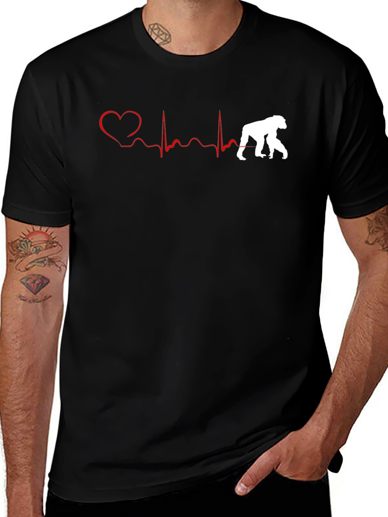 Variant 24 of Gorilla Heartbeat T-Shirt - Animal Lover Tee