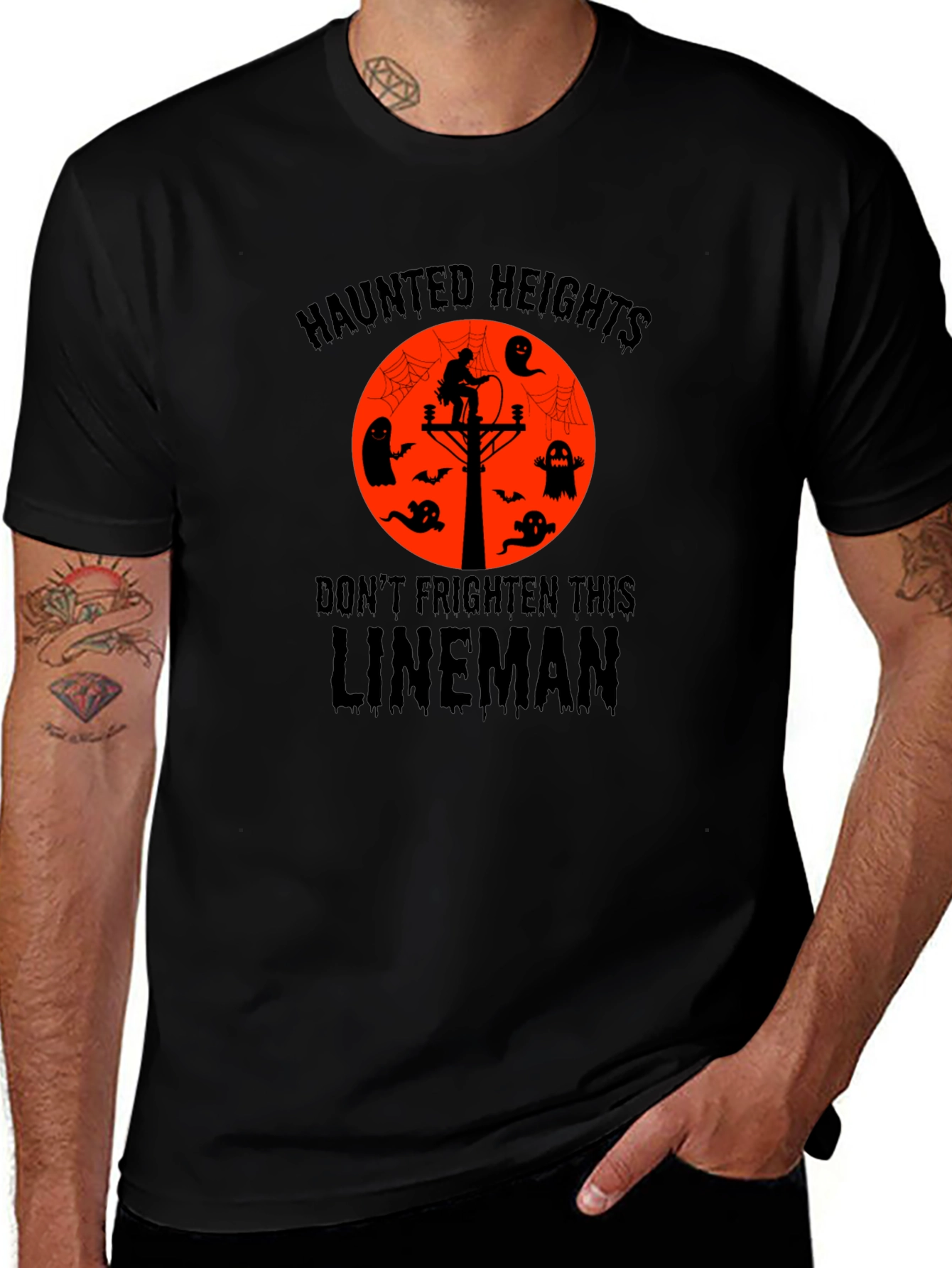 Haunted Heights Lineman Halloween T-Shirt