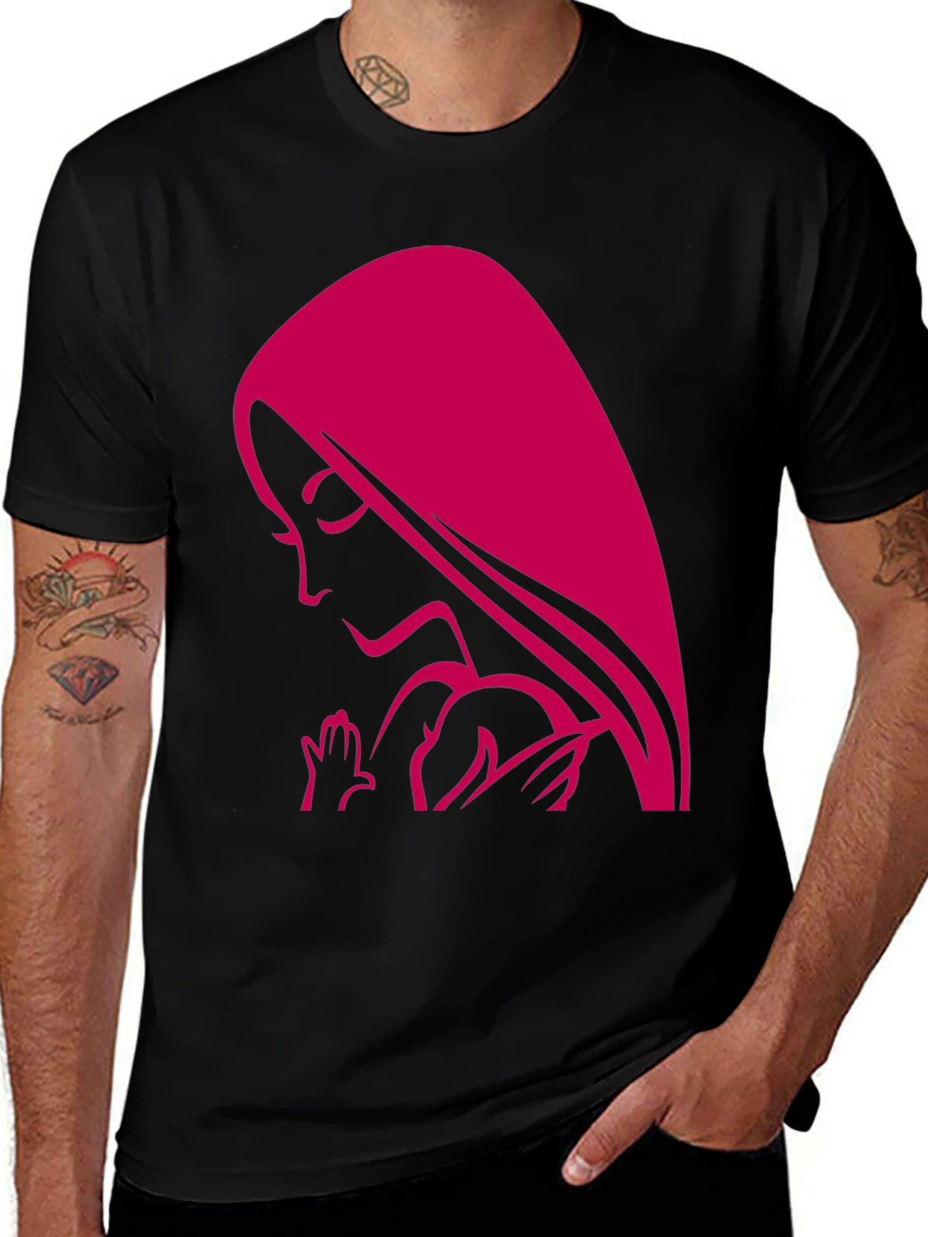 Variant 2 of Madonna & Child Graphic Tee - Black Unisex T-Shirt
