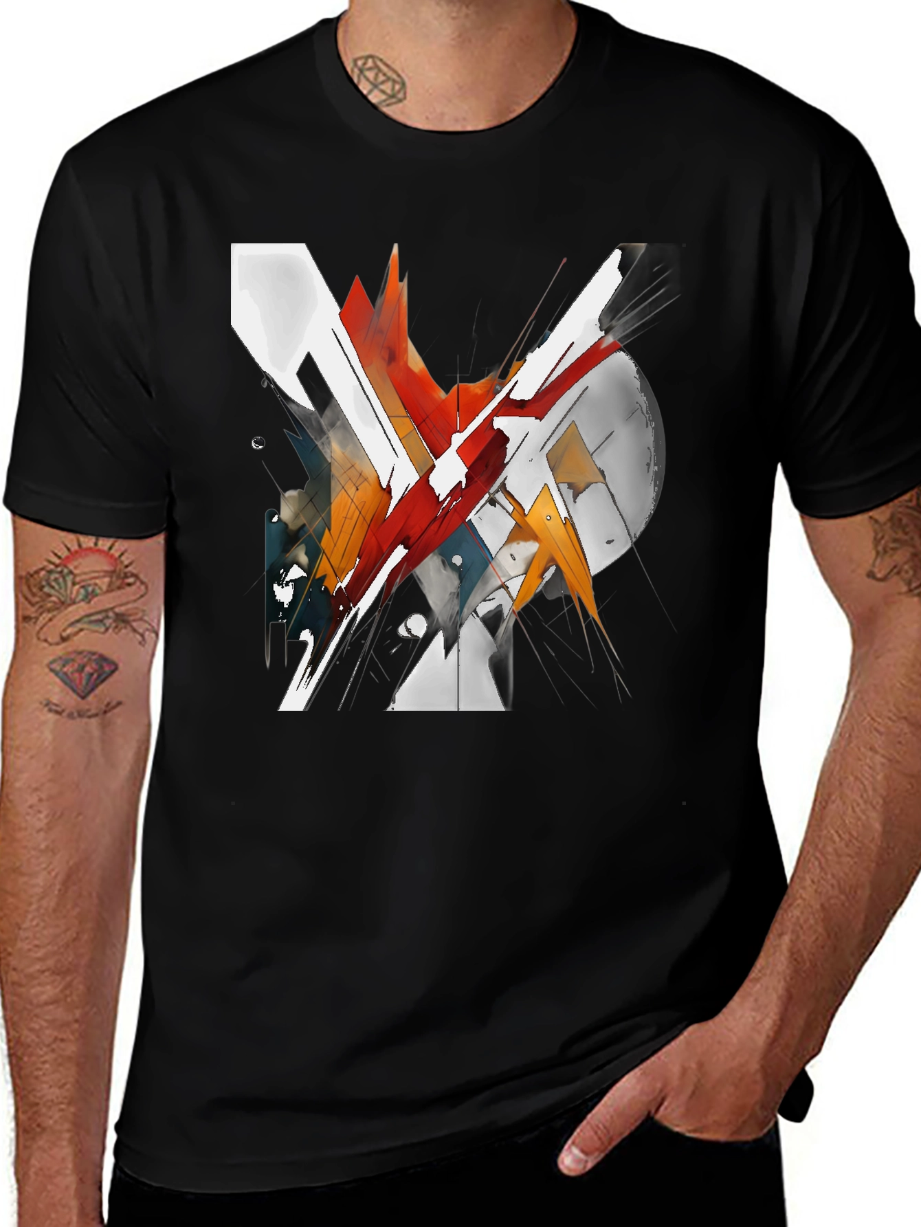 Abstract Graphic Print Black T-Shirt