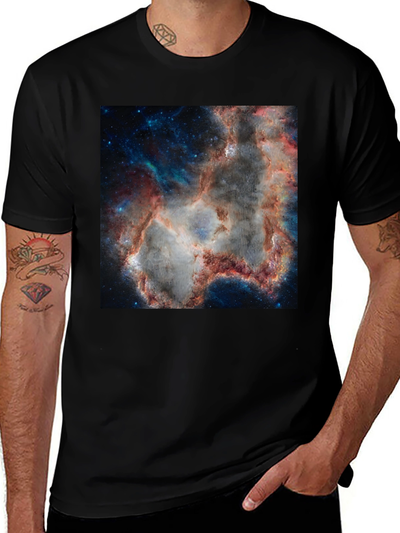 Variant 14 of Nebula Print Black T-Shirt - Space Design