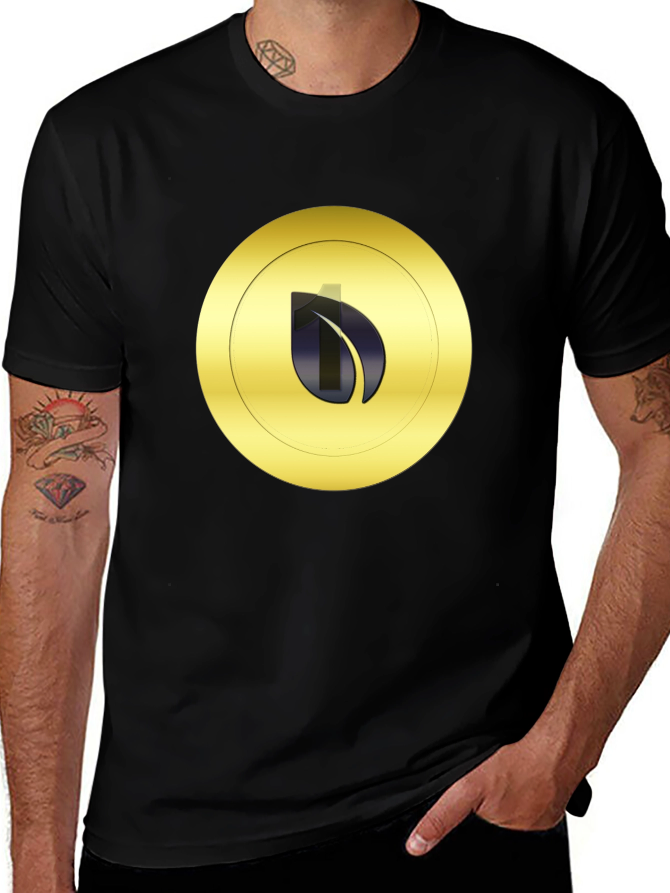 Variant 29 of Black T-Shirt with Gold Leaf Emblem