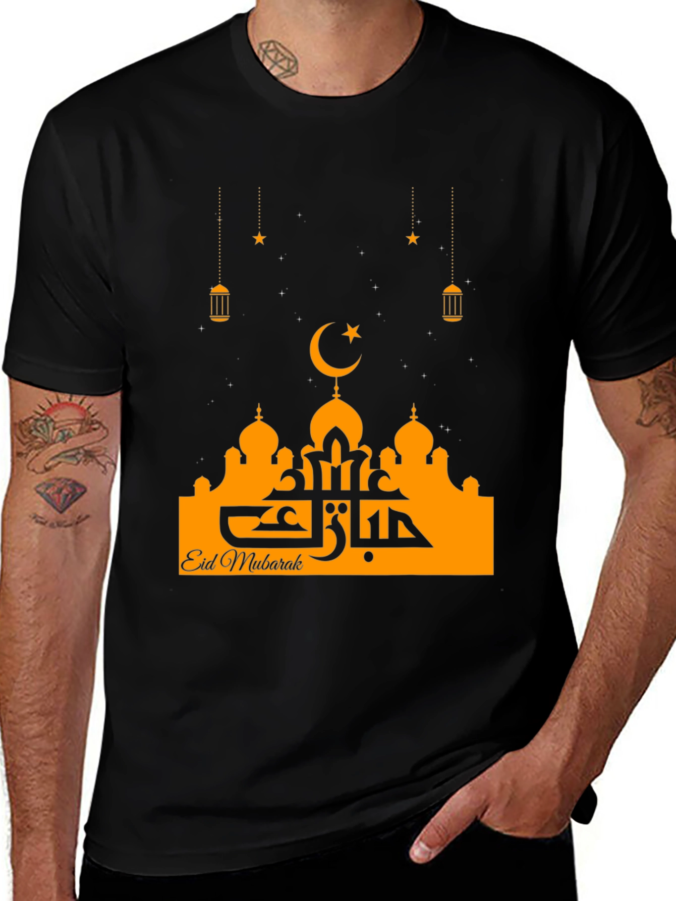 Eid Mubarak Graphic Tee - Black