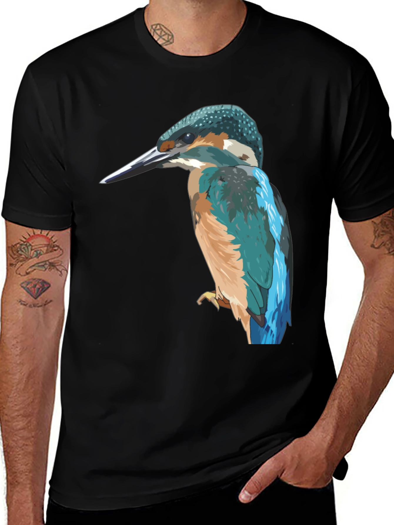 Variant 15 of Kingfisher Bird Graphic Tee - Stylish Men's T-Shirt