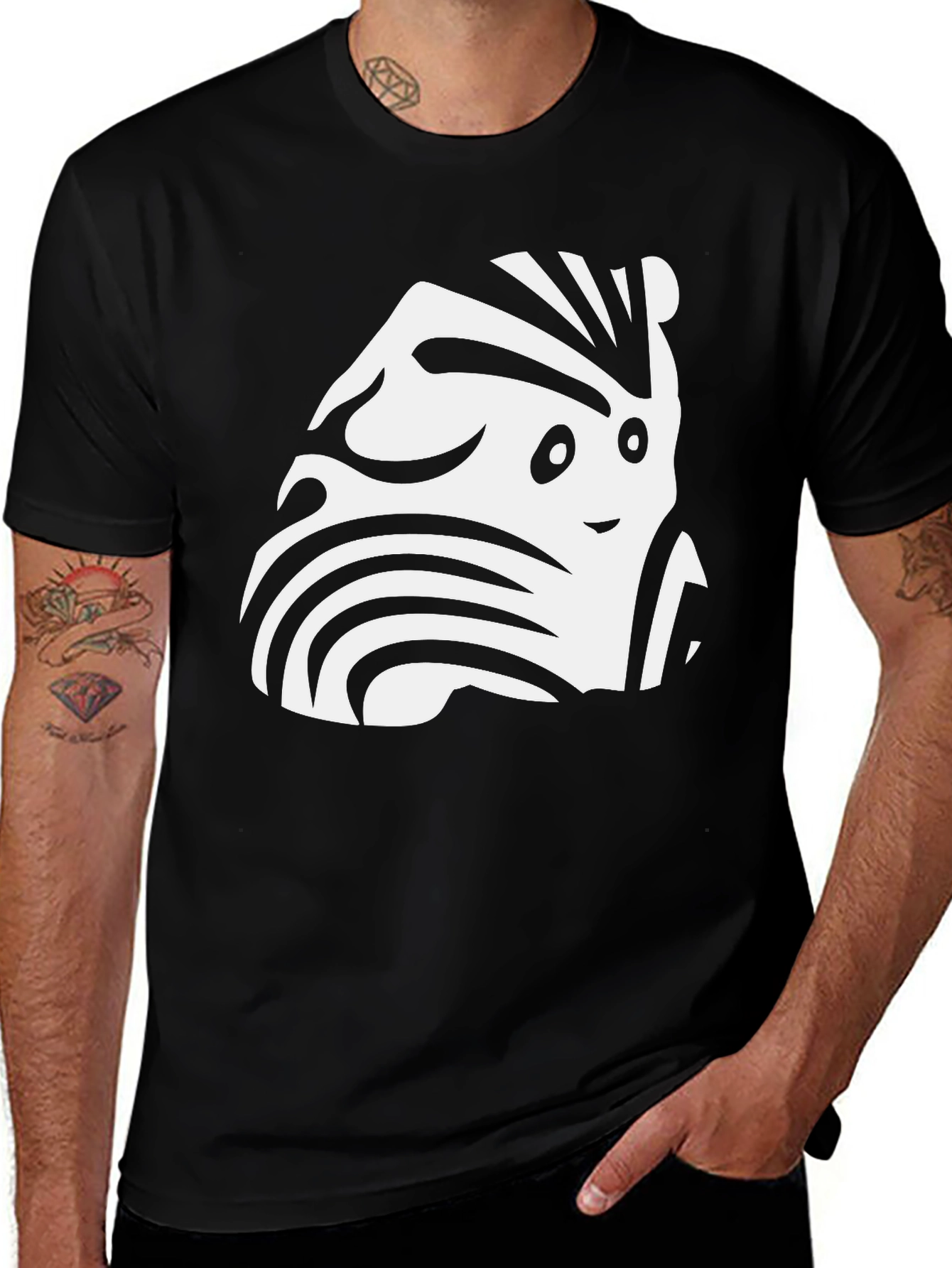 Variant 27 of Funky Zebra-Inspired Graphic Black T-Shirt