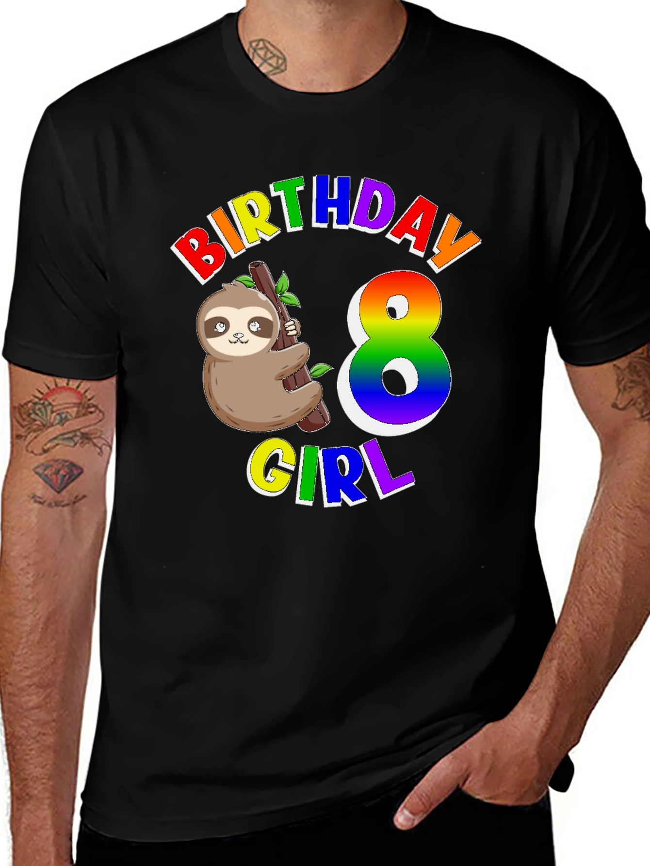 Variant 5 of Birthday Girl 8 Sloth T-Shirt