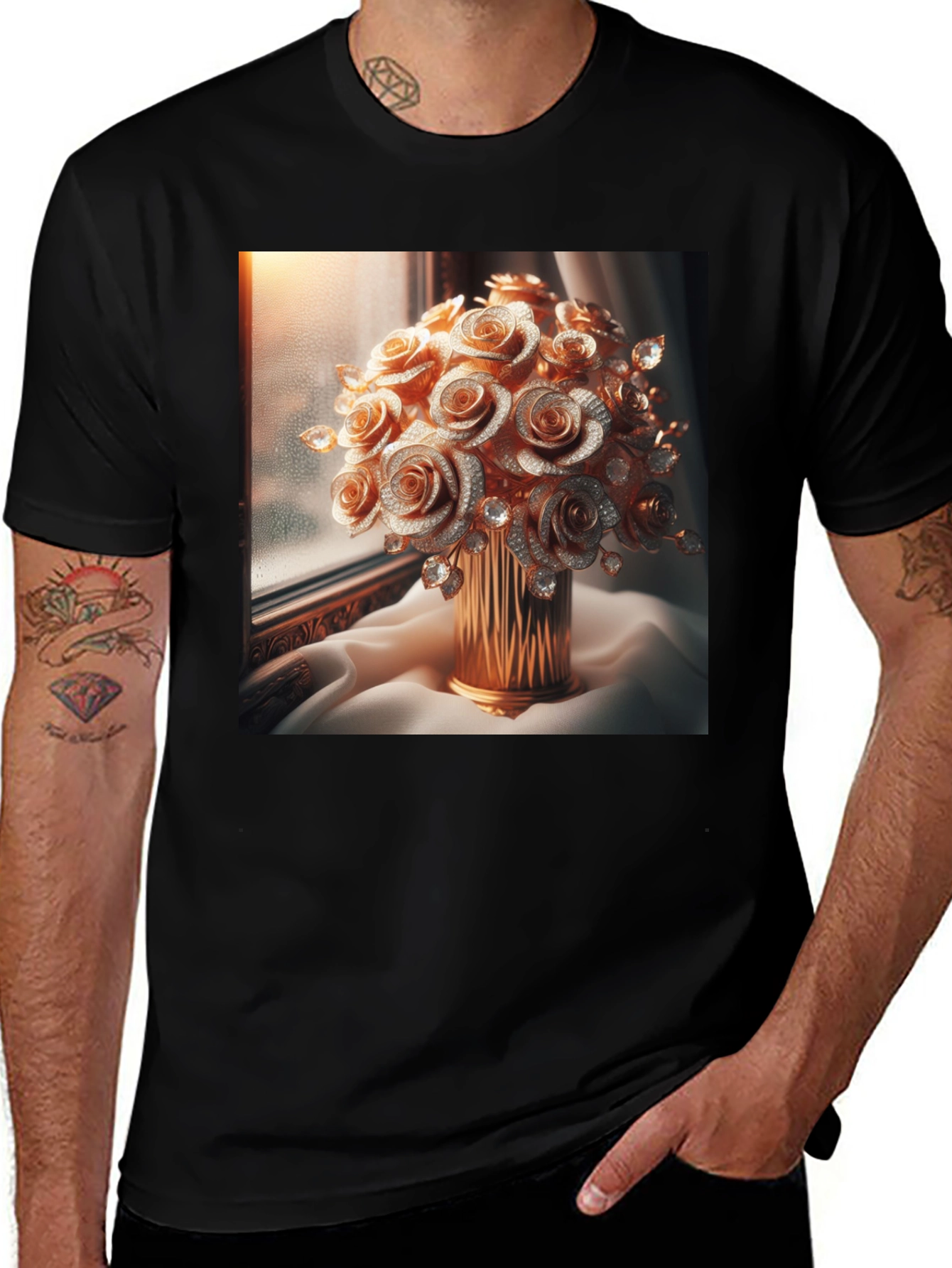 Variant 6 of Golden Rose Bouquet Graphic Tee