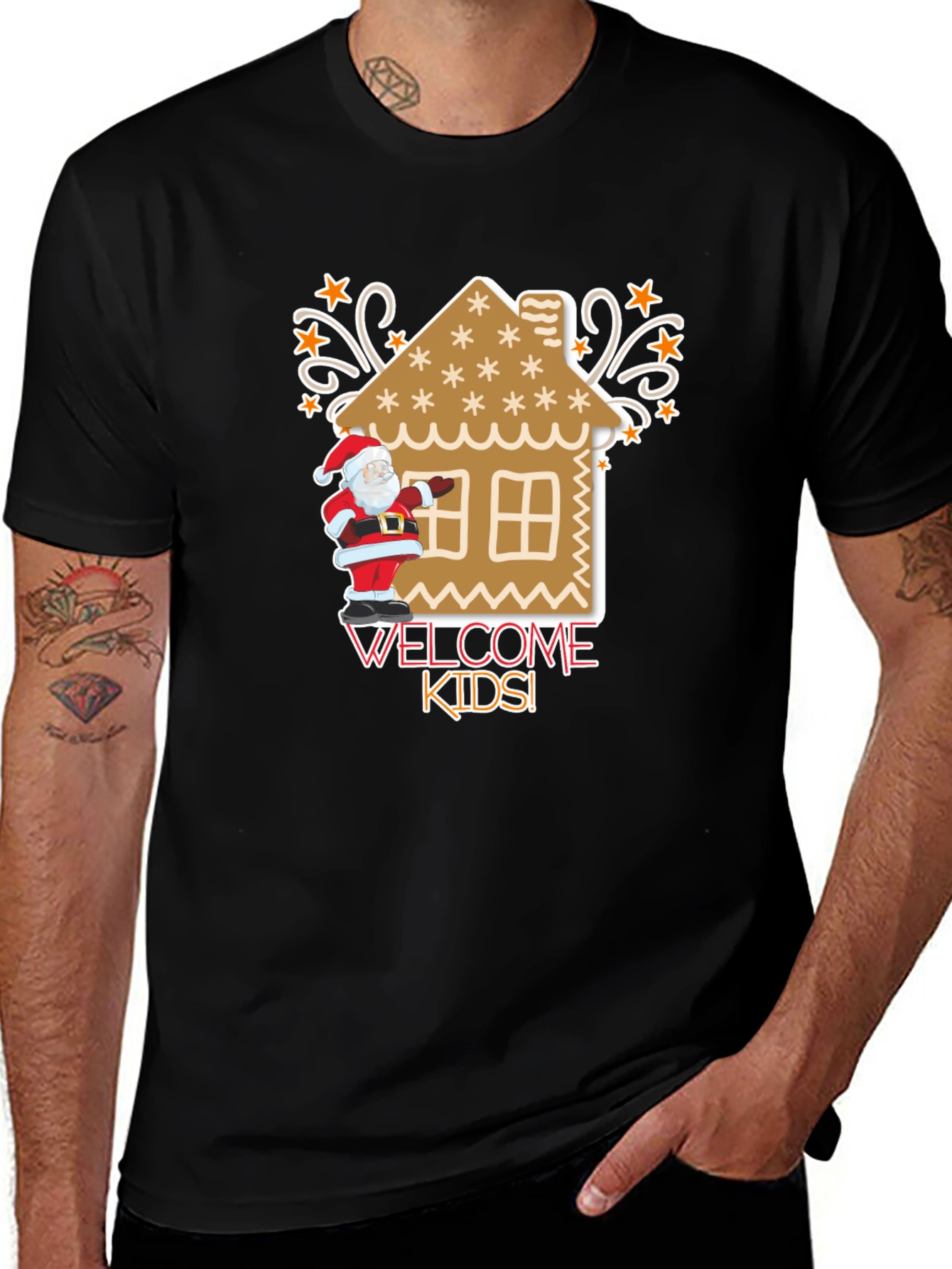 Welcome Kids! Santa Gingerbread House Christmas T-Shirt