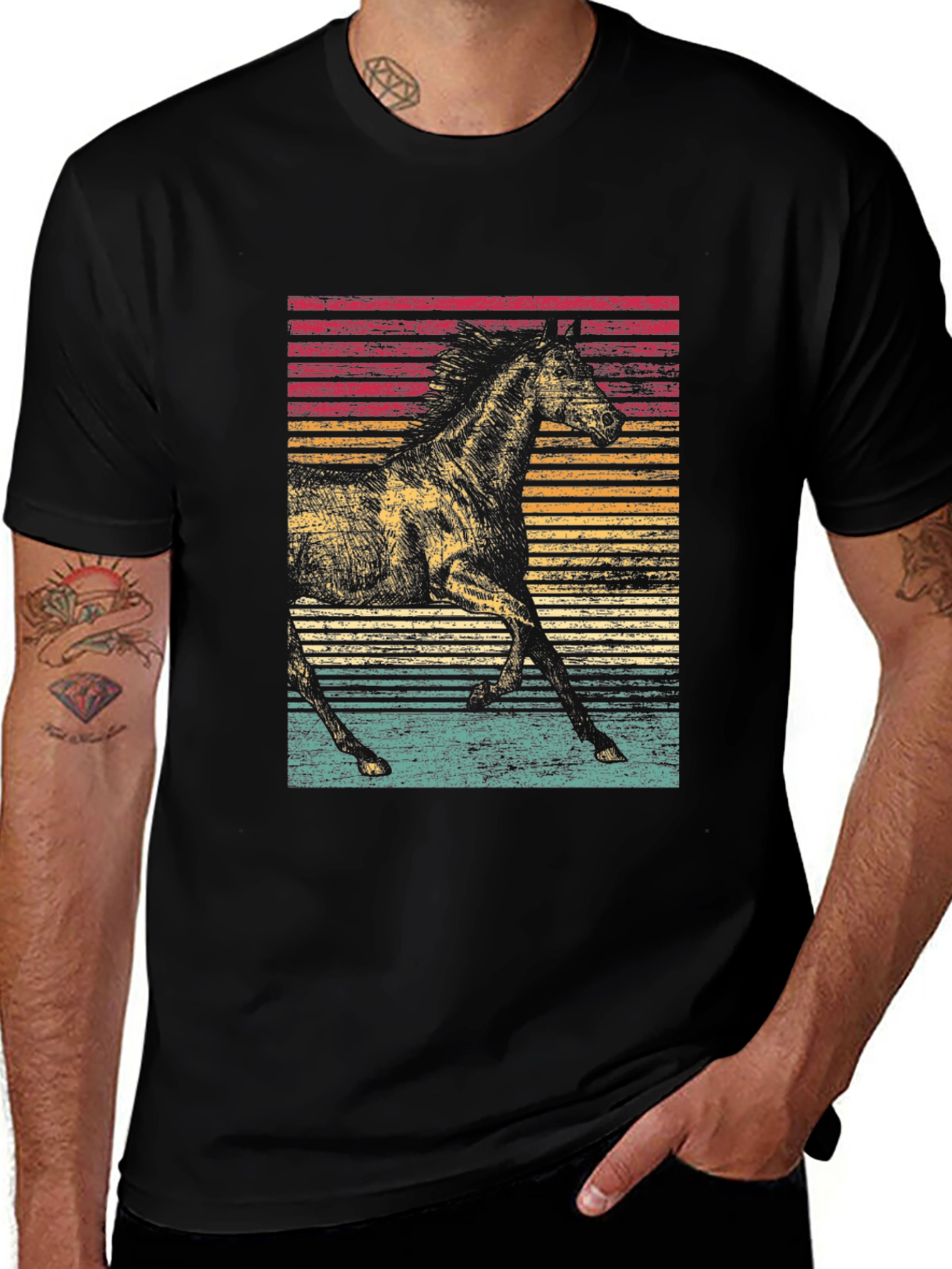Variant 25 of Retro Horse Graphic T-Shirt - Equestrian Style