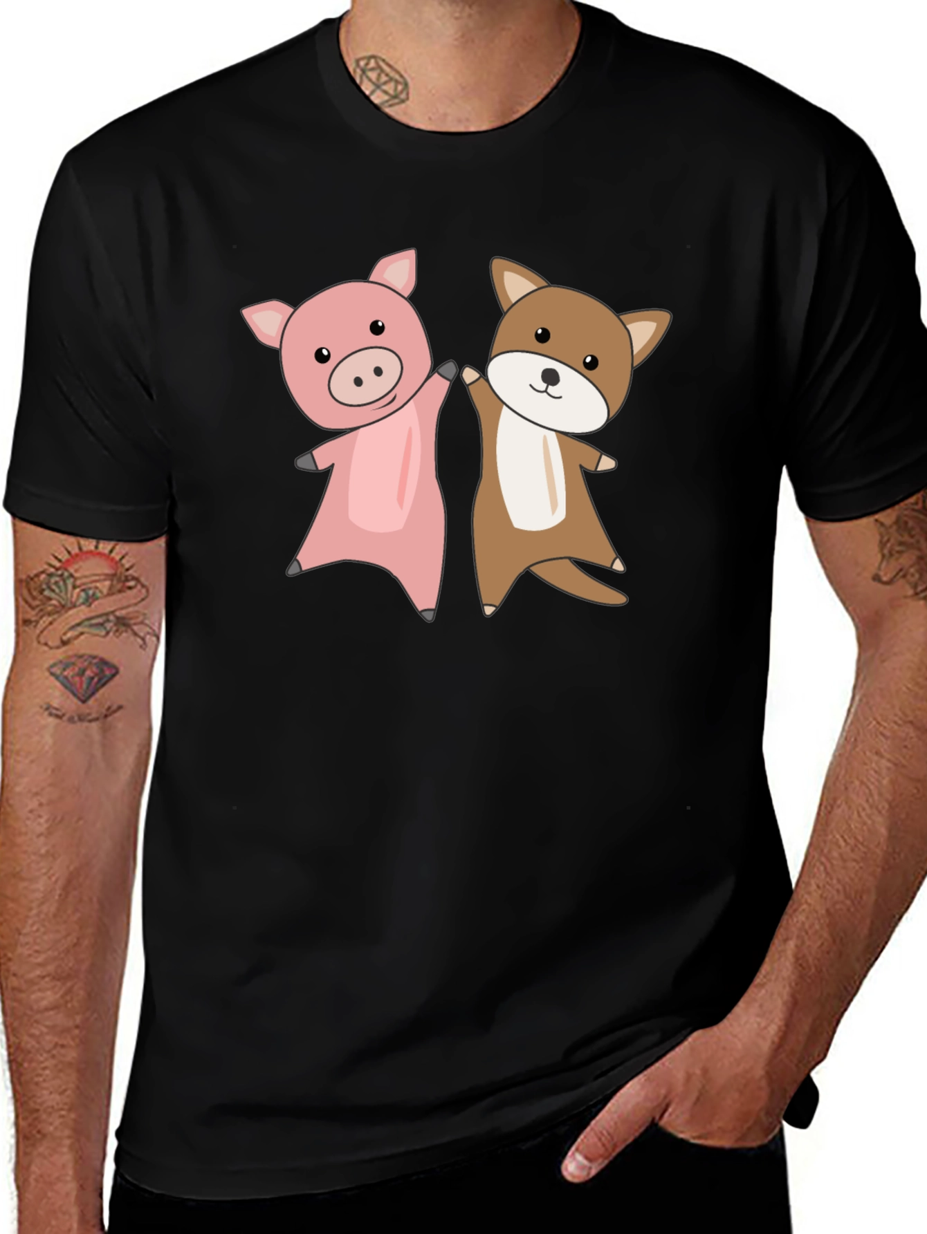 Variant 12 of Pig and Dog Cartoon T-Shirt
