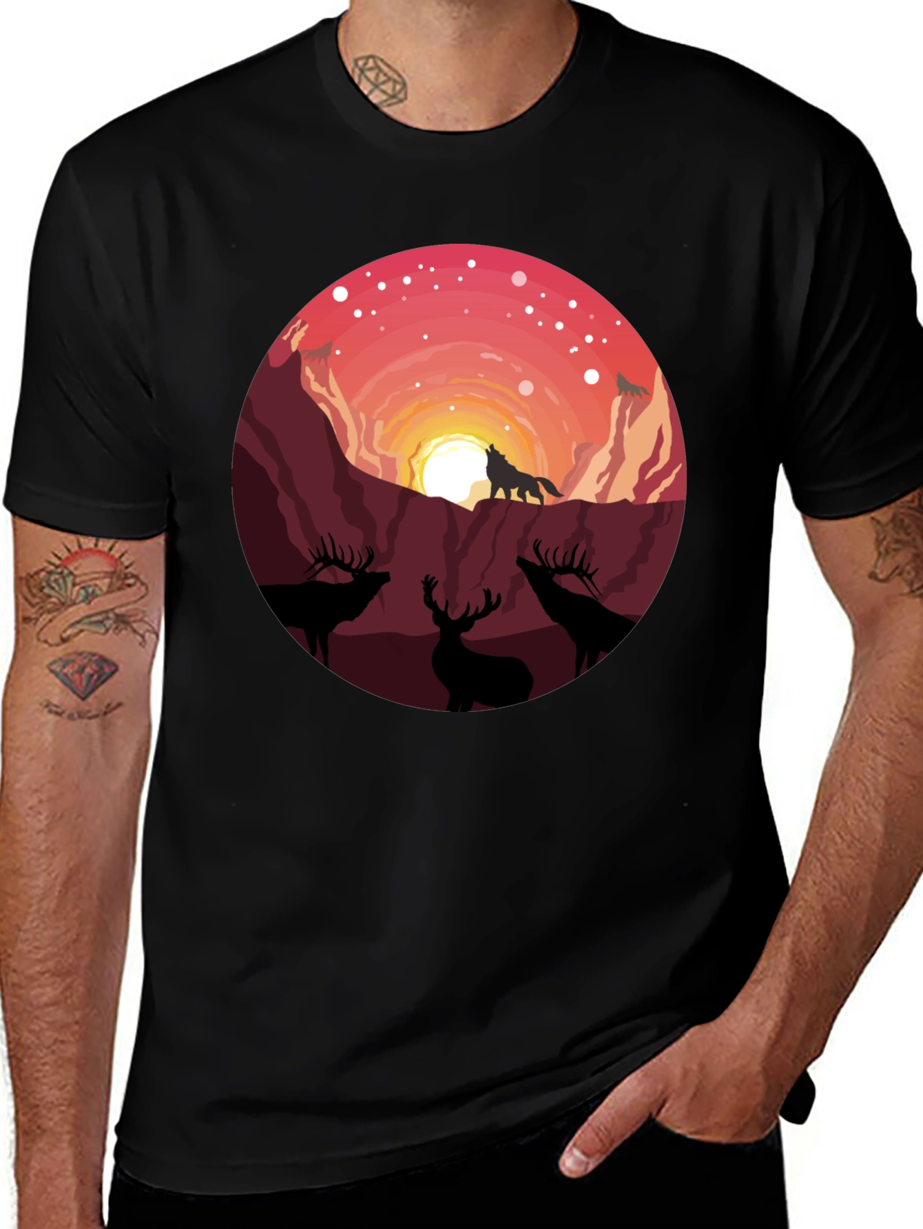 Variant 27 of Wolf & Deer Graphic Tee - Nature Design