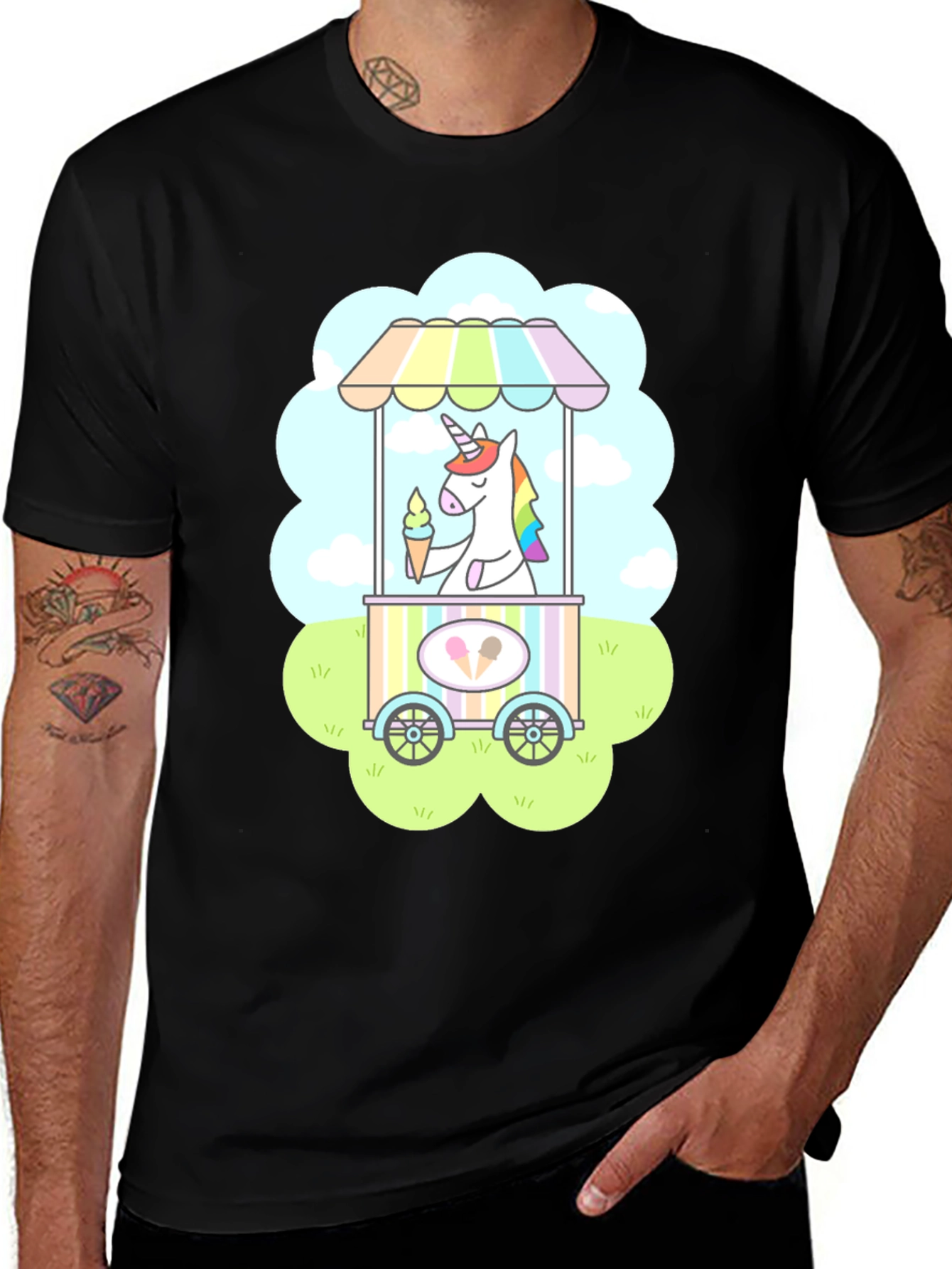 Variant 8 of Unicorn Ice Cream Cart Graphic Tee