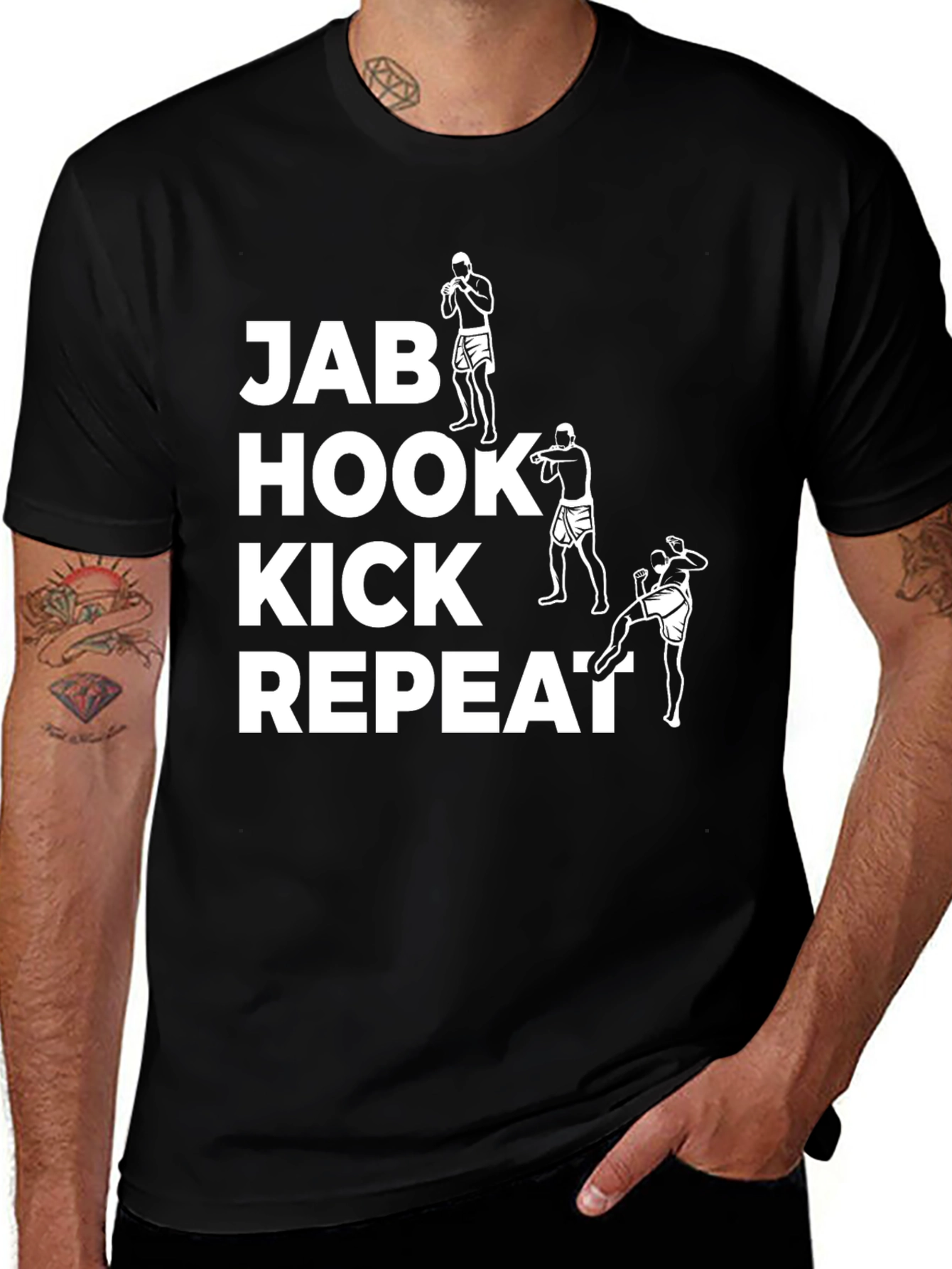 Jab Hook Kick Repeat T-Shirt - Martial Arts Training