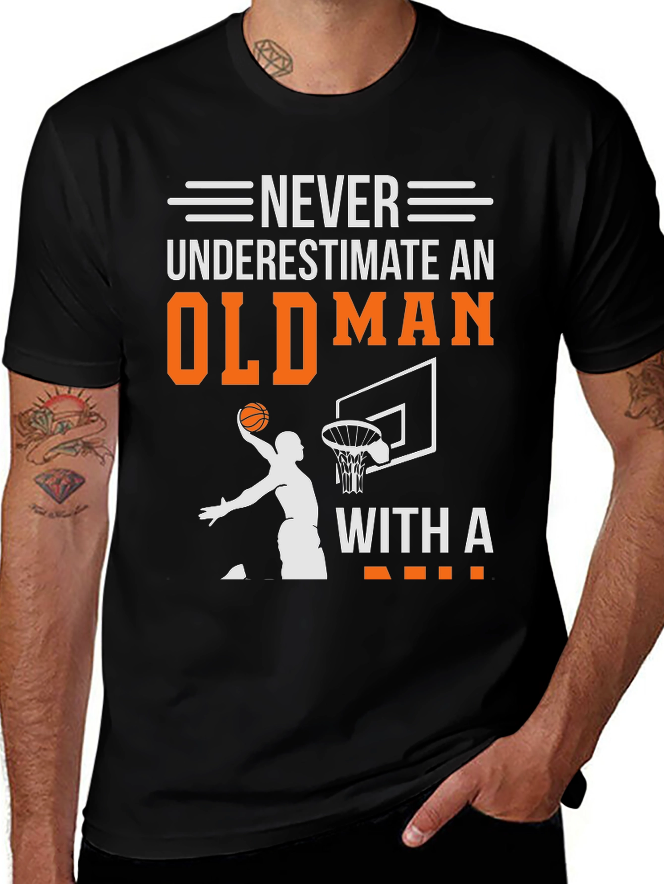 Variant 23 of Never Underestimate an Old Man Basketball T-Shirt