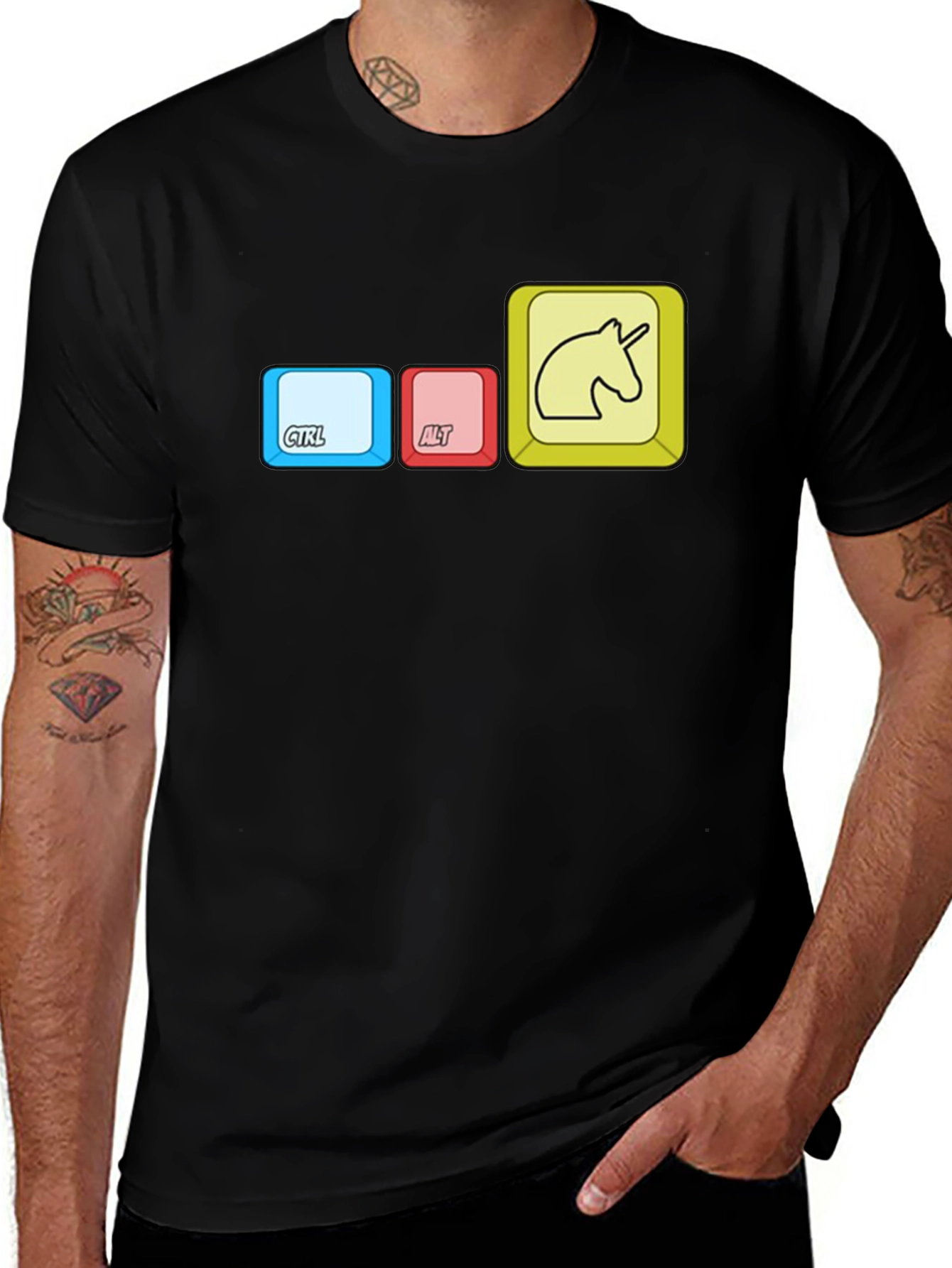Variant 13 of Ctrl Alt Unicorn Black T-Shirt - Geeky Cute Design