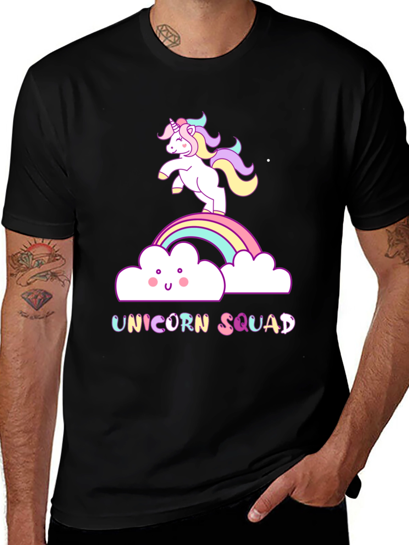 Variant 3 of Unicorn Squad Graphic Tee - Black Cotton T-Shirt