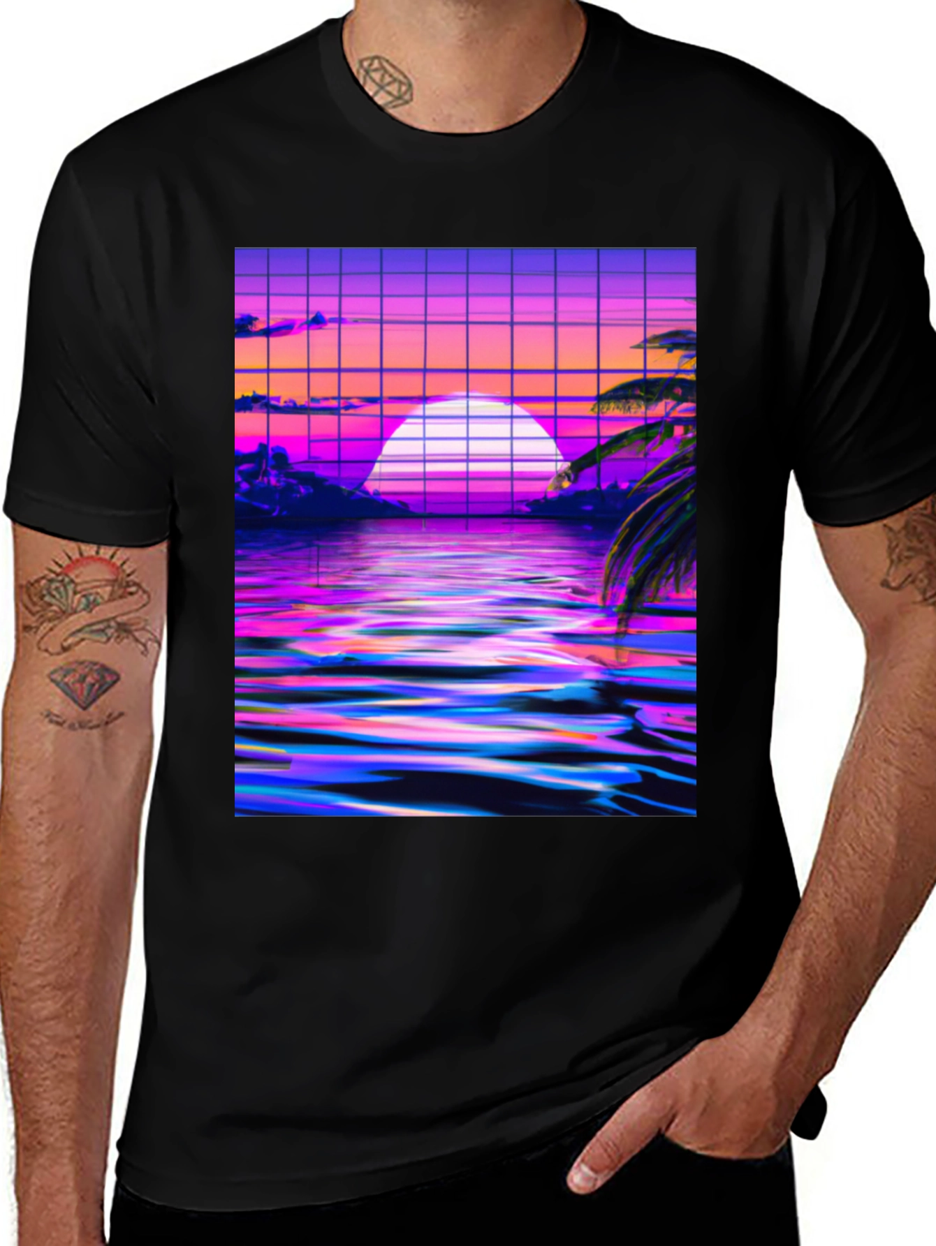 Variant 5 of Vaporwave Sunset Graphic Tee