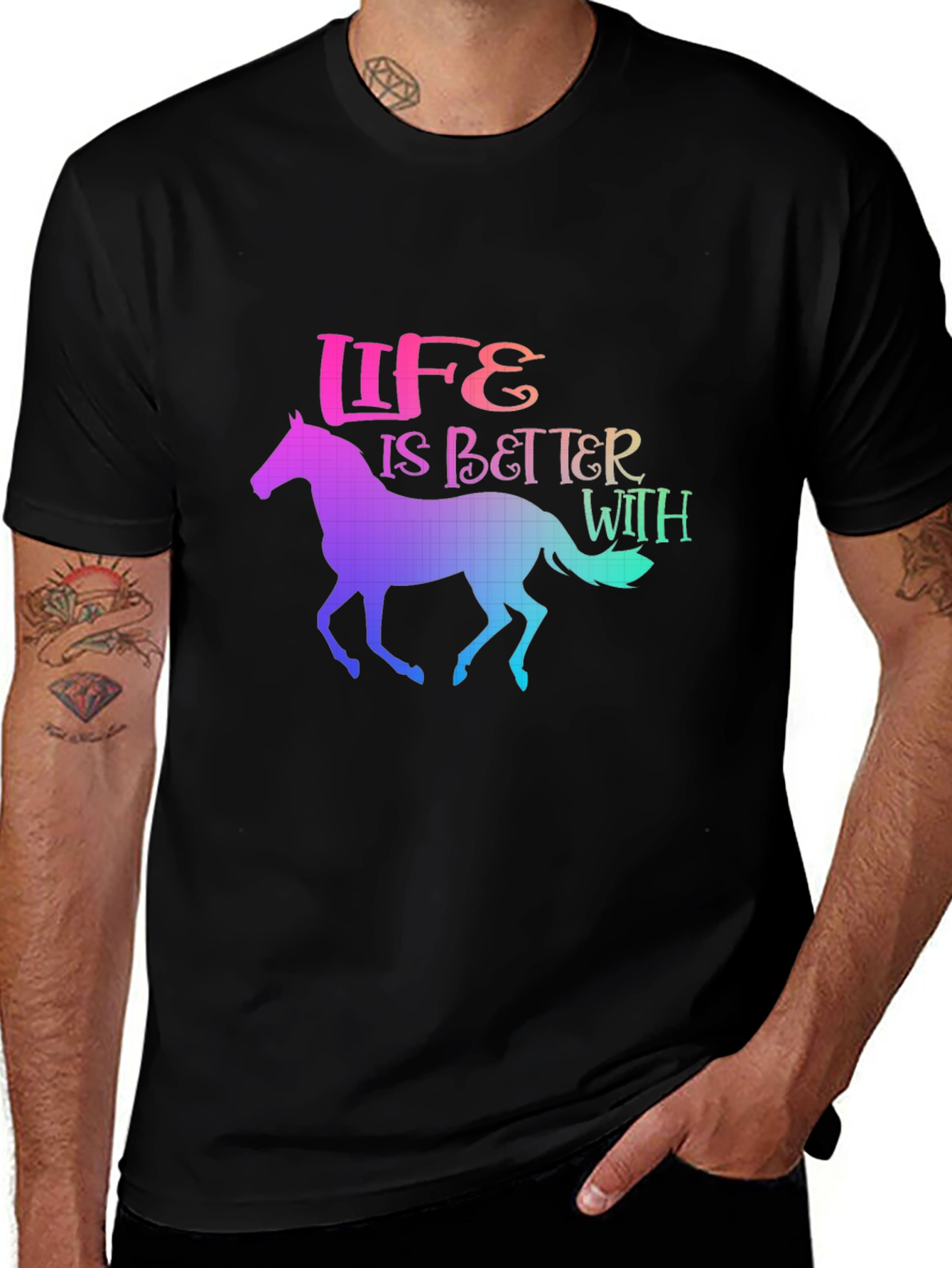 Life is Better With Horses Rainbow T-Shirt