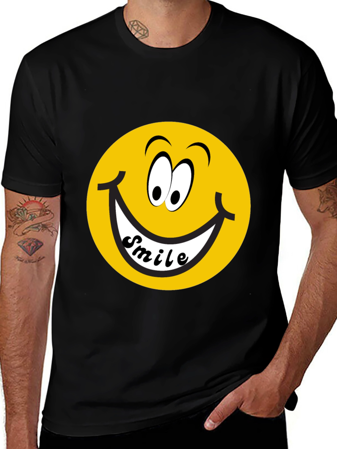 Variant 15 of Smiley Face Graphic Black T-Shirt