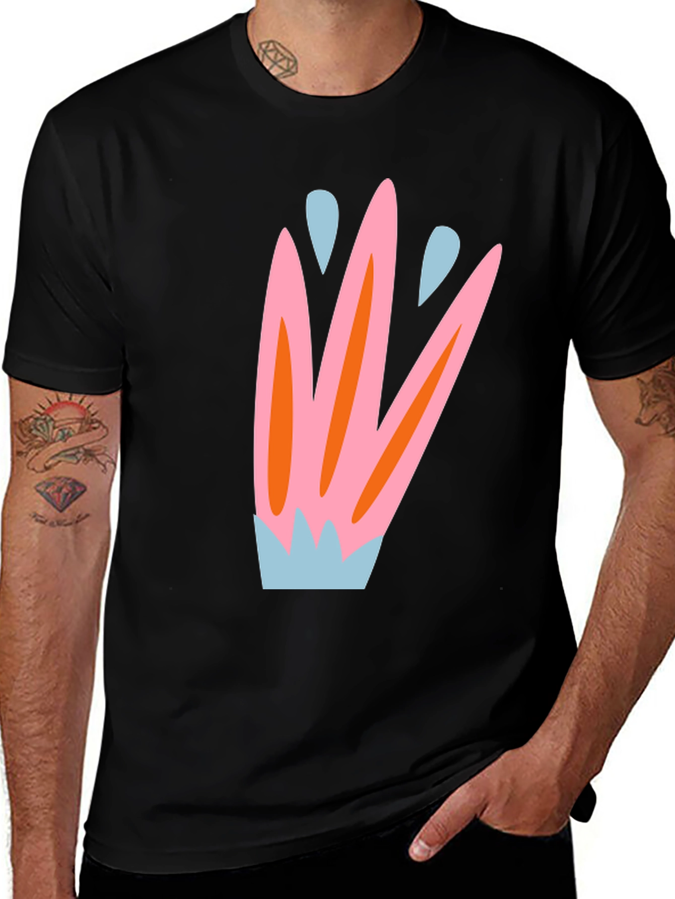 Variant 15 of Abstract Floral Print Black T-Shirt